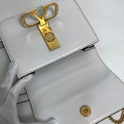 Valentino-Galavani Chain Crossbody Pochette Shoulder Bag White