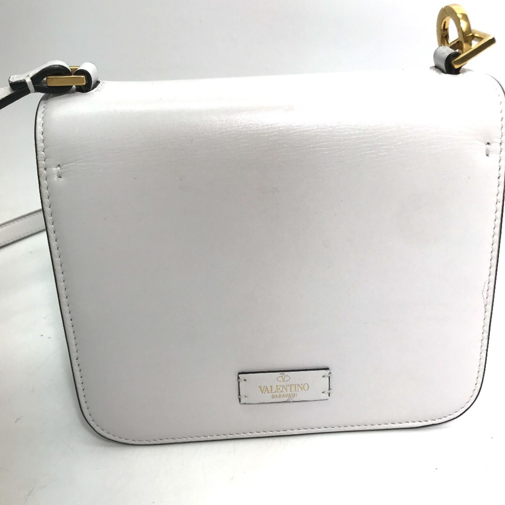 Valentino-Galavani Chain Crossbody Pochette Shoulder Bag White