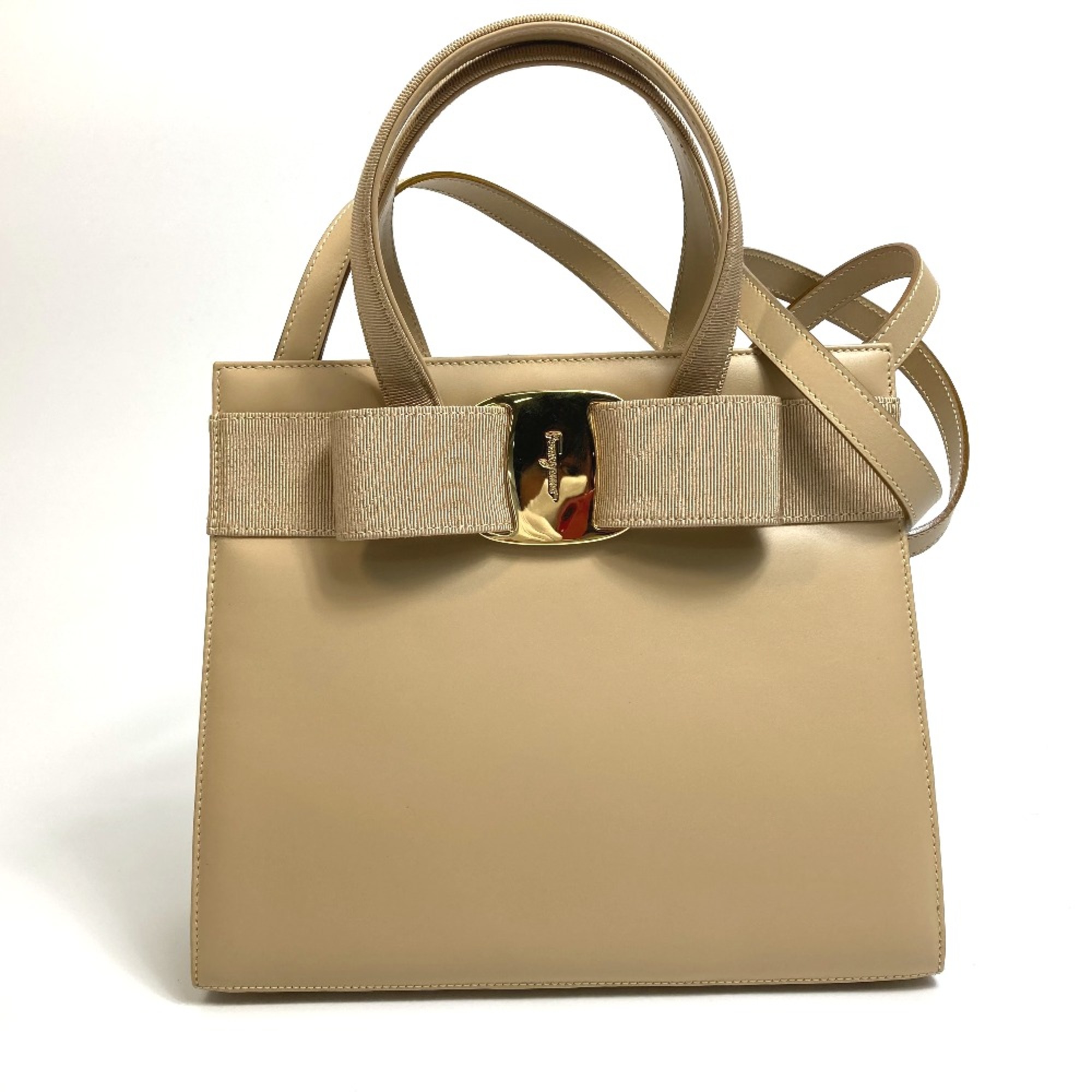 Salvatore Ferragamo BA214178 2WAY Shoulder Bag Hand Bag Beige