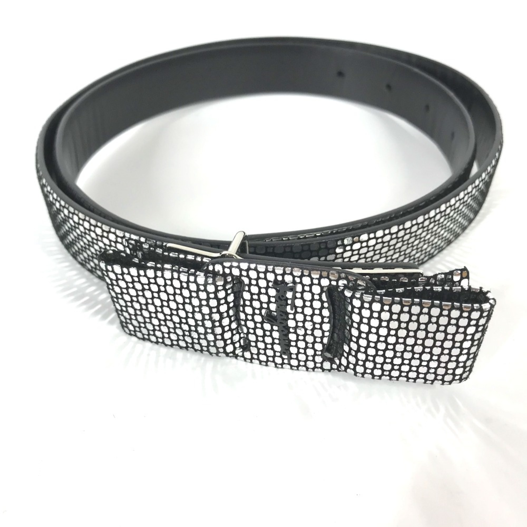 Salvatore Ferragamo metallic belt Black Silver