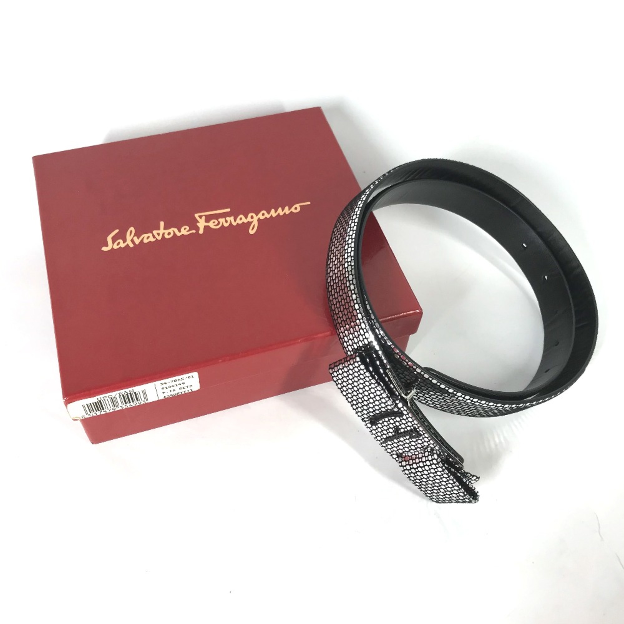 Salvatore Ferragamo metallic belt Black Silver