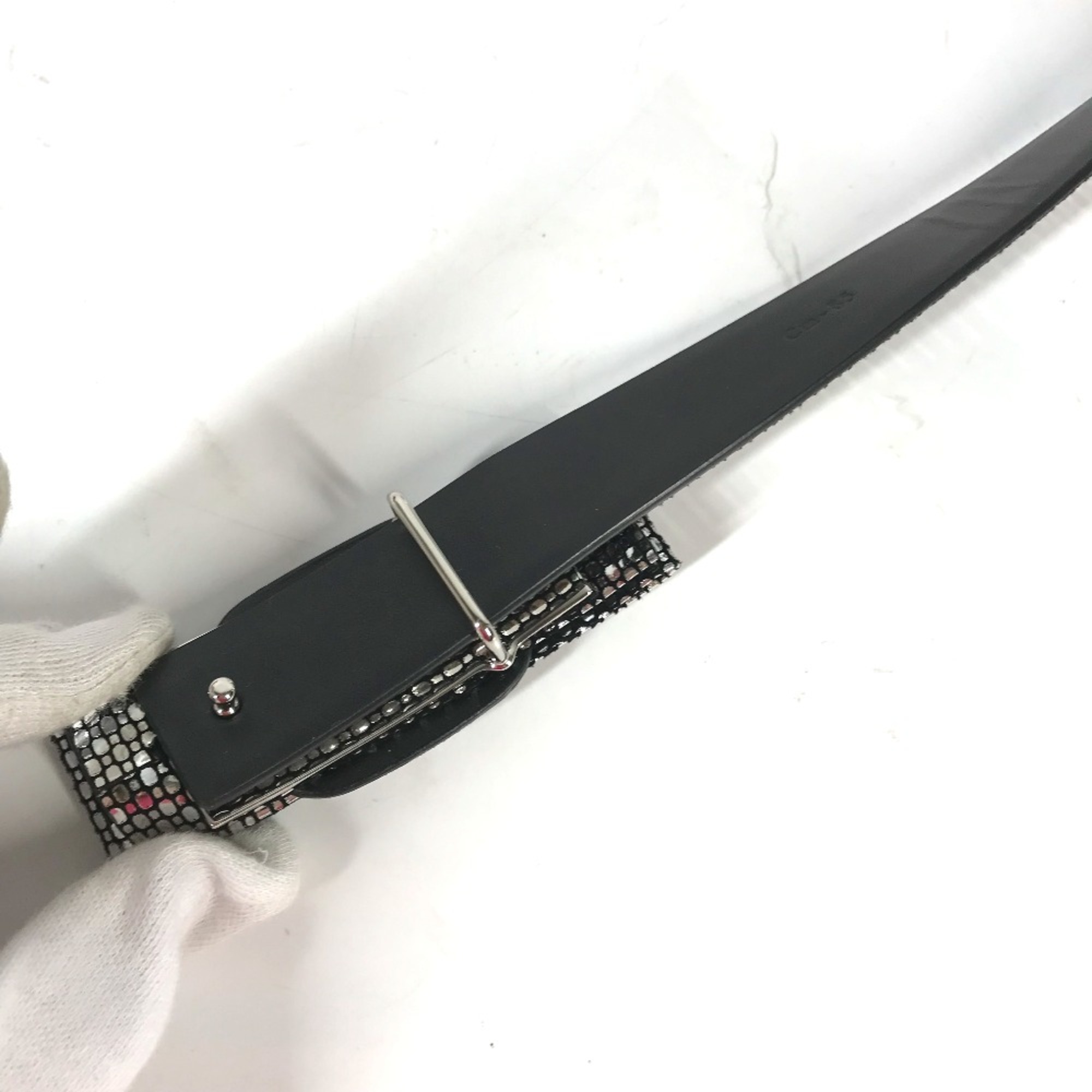 Salvatore Ferragamo metallic belt Black Silver