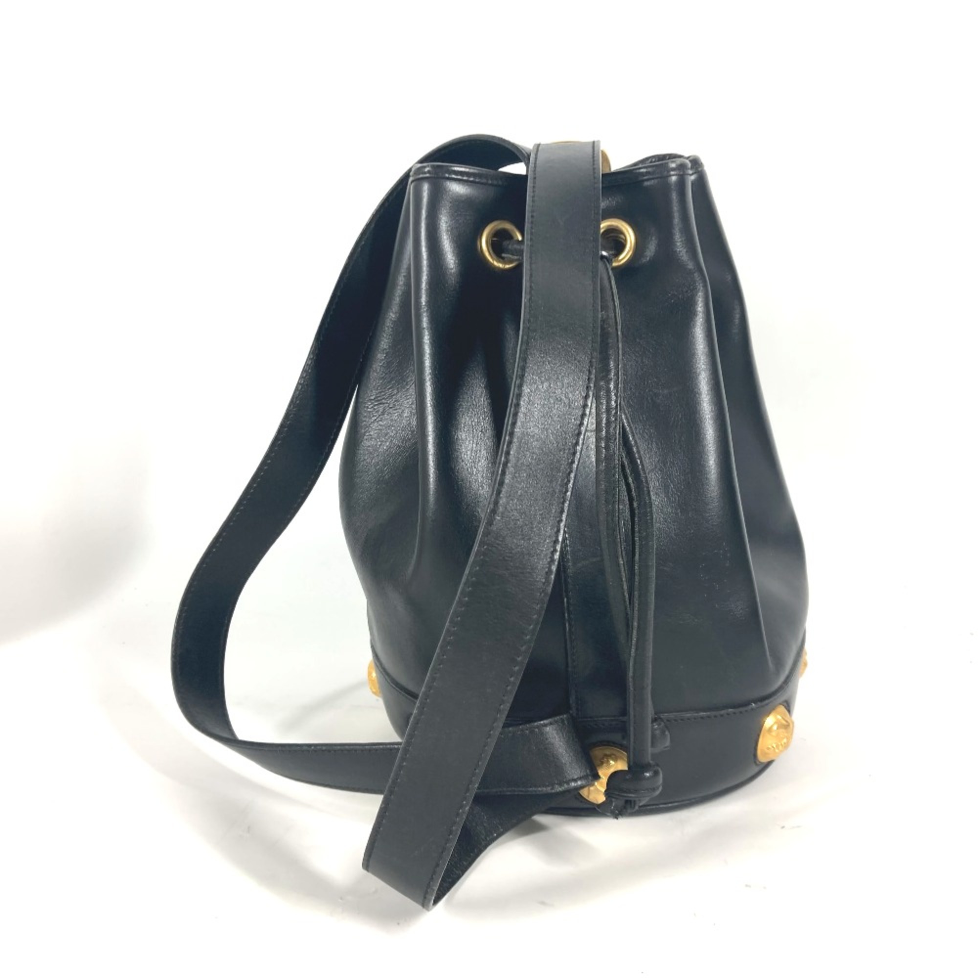 Salvatore Ferragamo vintage Crossbody Drawstring Bag Pochette Shoulder Bag Black Gold