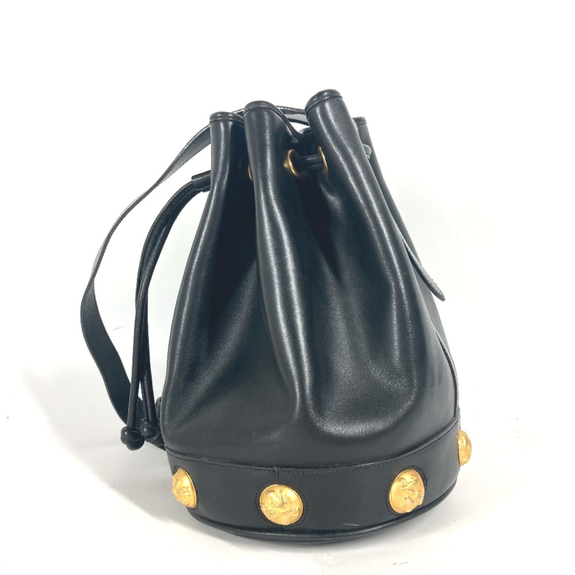 Salvatore Ferragamo vintage Crossbody Drawstring Bag Pochette Shoulder Bag Black Gold