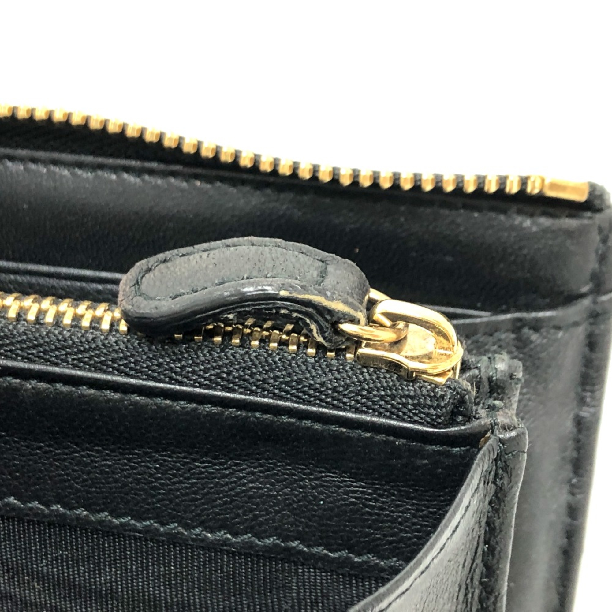 Salvatore Ferragamo Vala L-shaped fastener Long Wallet Black GoldHardware