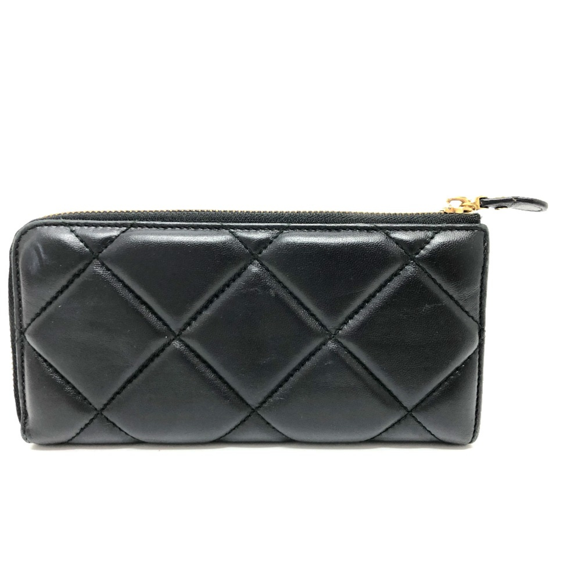 Salvatore Ferragamo Vala L-shaped fastener Long Wallet Black GoldHardware