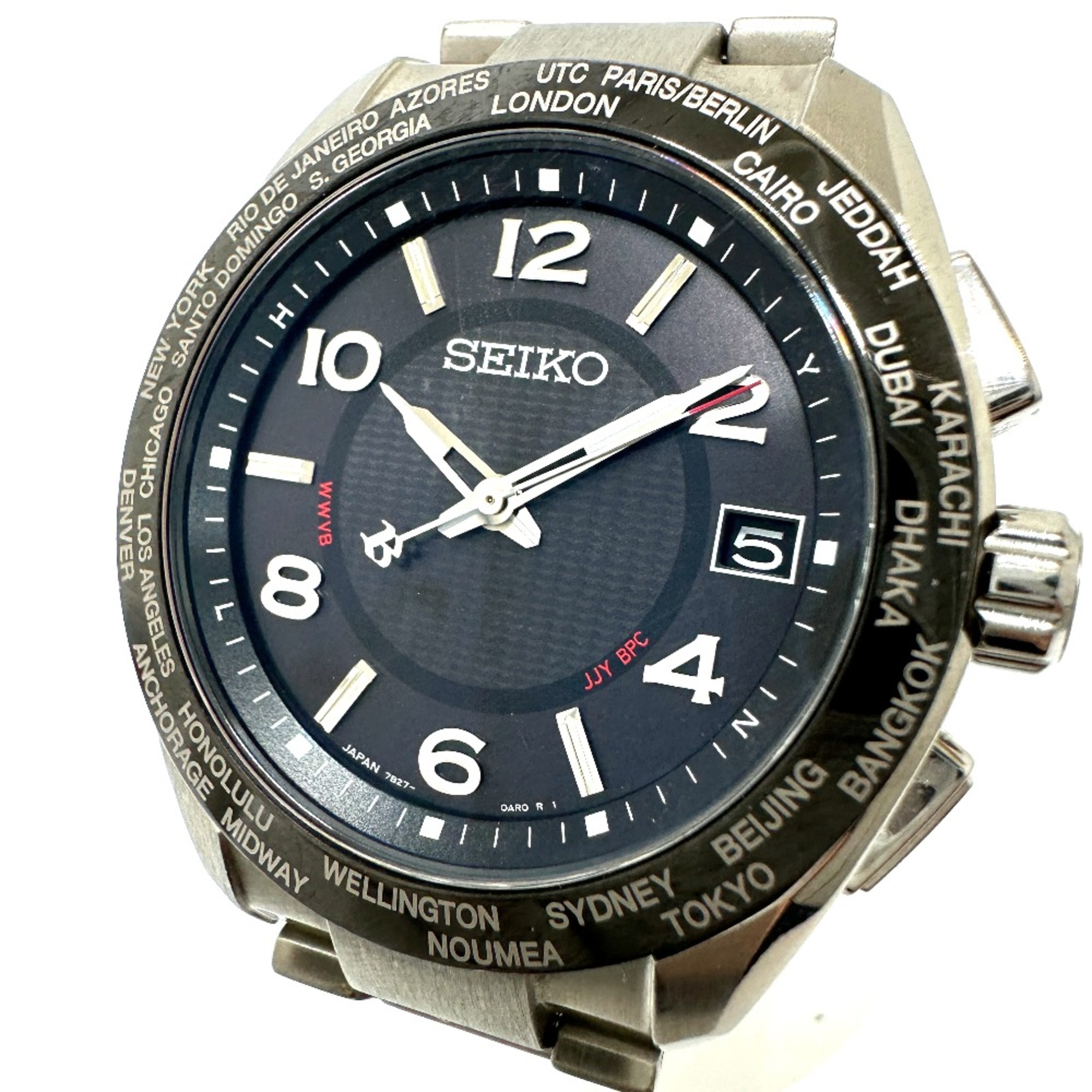 Seiko 7B27-0AL0 Solar radio wave Wristwatch Silver