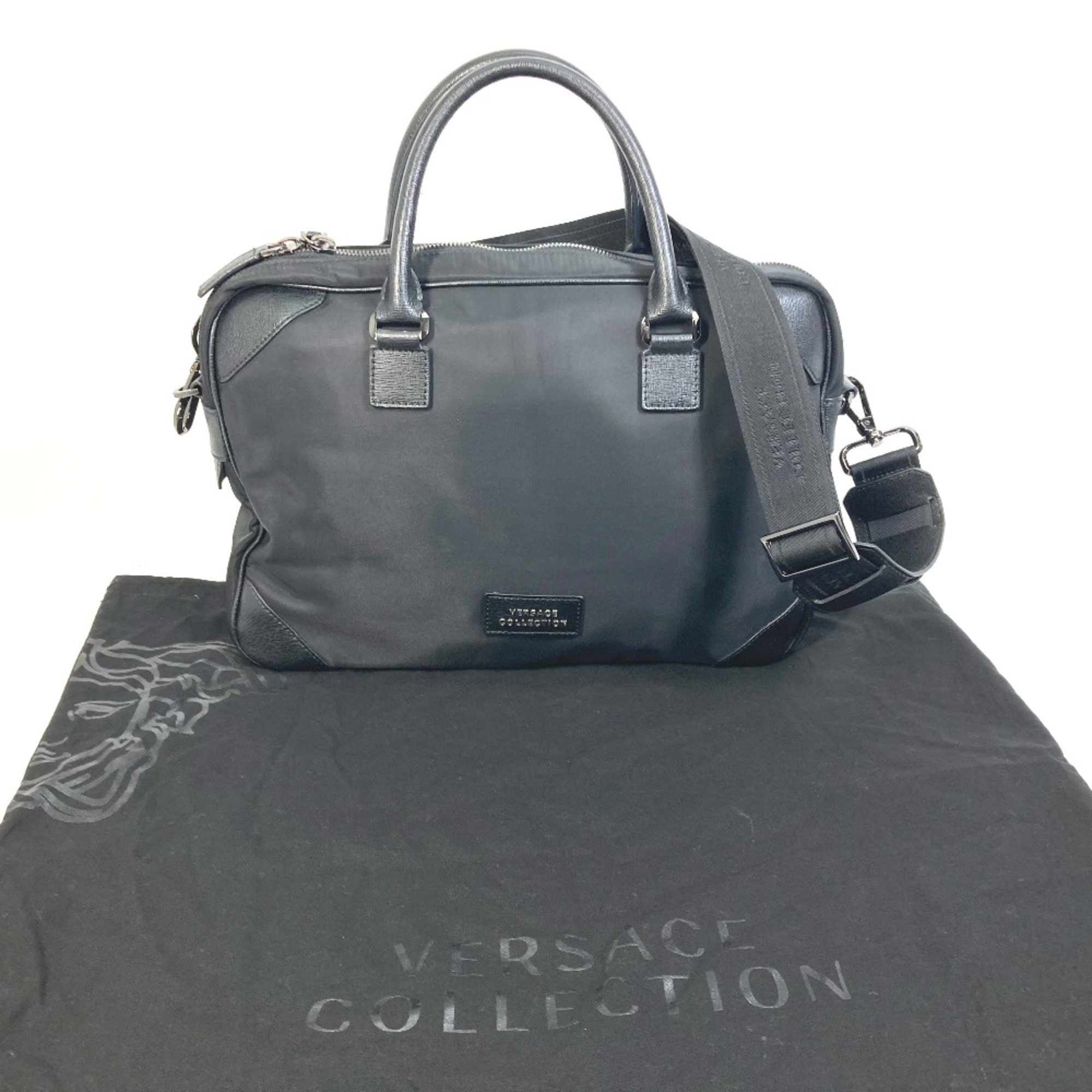 Versace Logo Shoulder Bag Shoulder bag Bag 2WAY Business bag Black