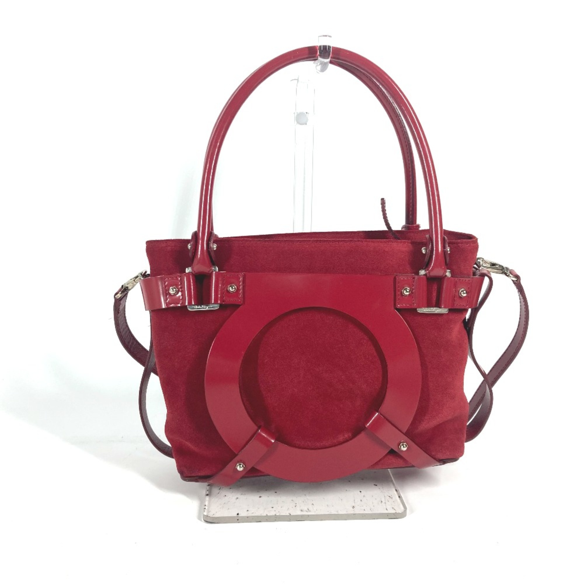 Salvatore Ferragamo 2WAY Bag Shoulder Bag Hand Bag Tote Bag Red