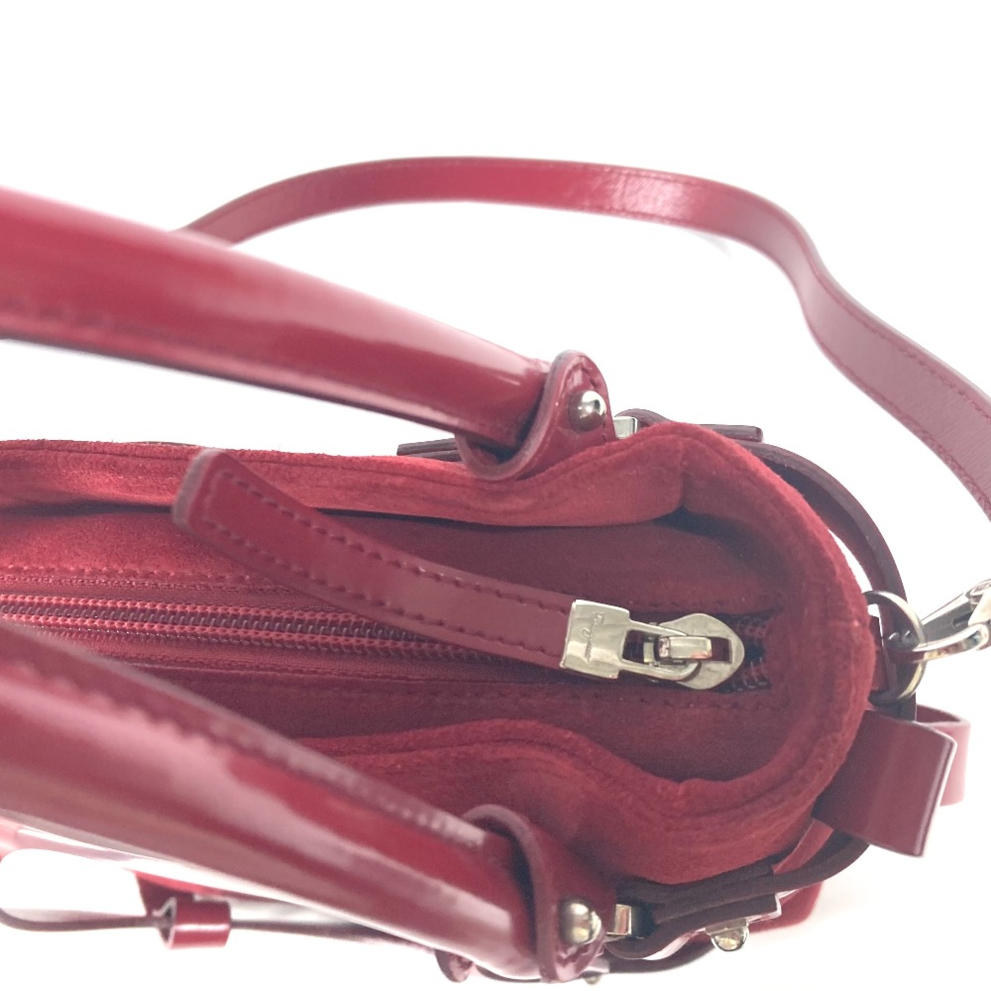 Salvatore Ferragamo 2WAY Bag Shoulder Bag Hand Bag Tote Bag Red