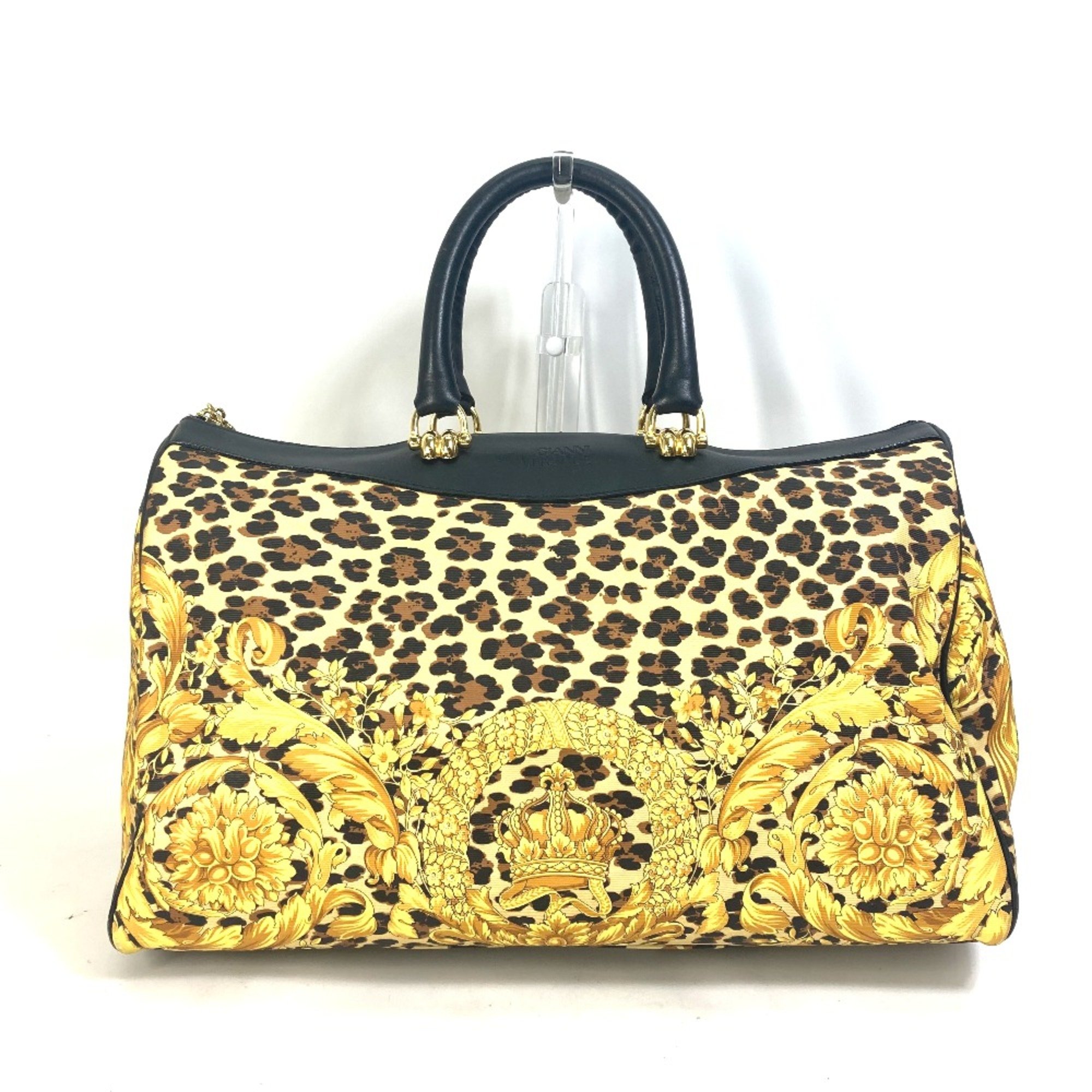 Gianni-Versace vintage Bag Hand Bag Duffle Bag yellow Black