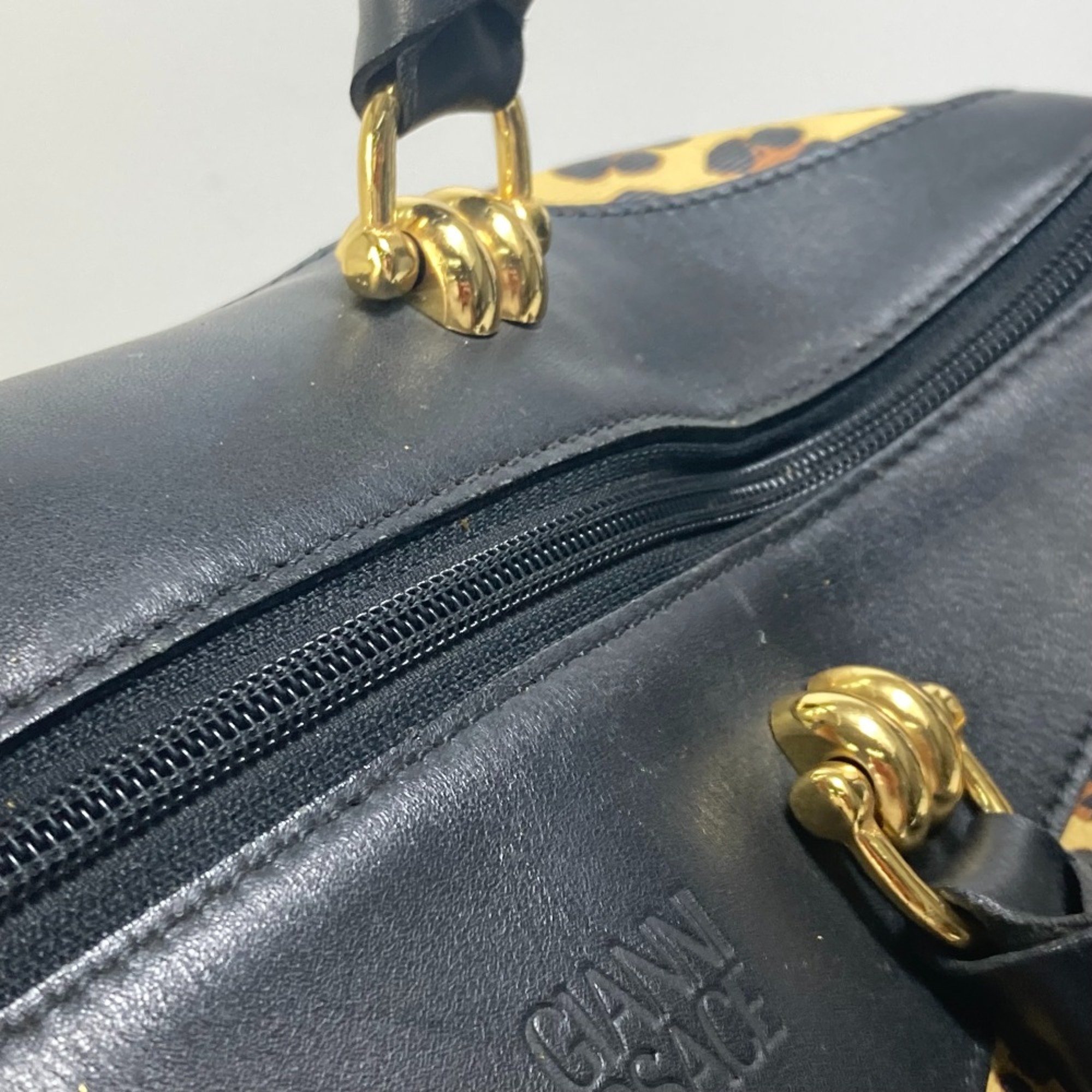 Gianni-Versace vintage Bag Hand Bag Duffle Bag yellow Black