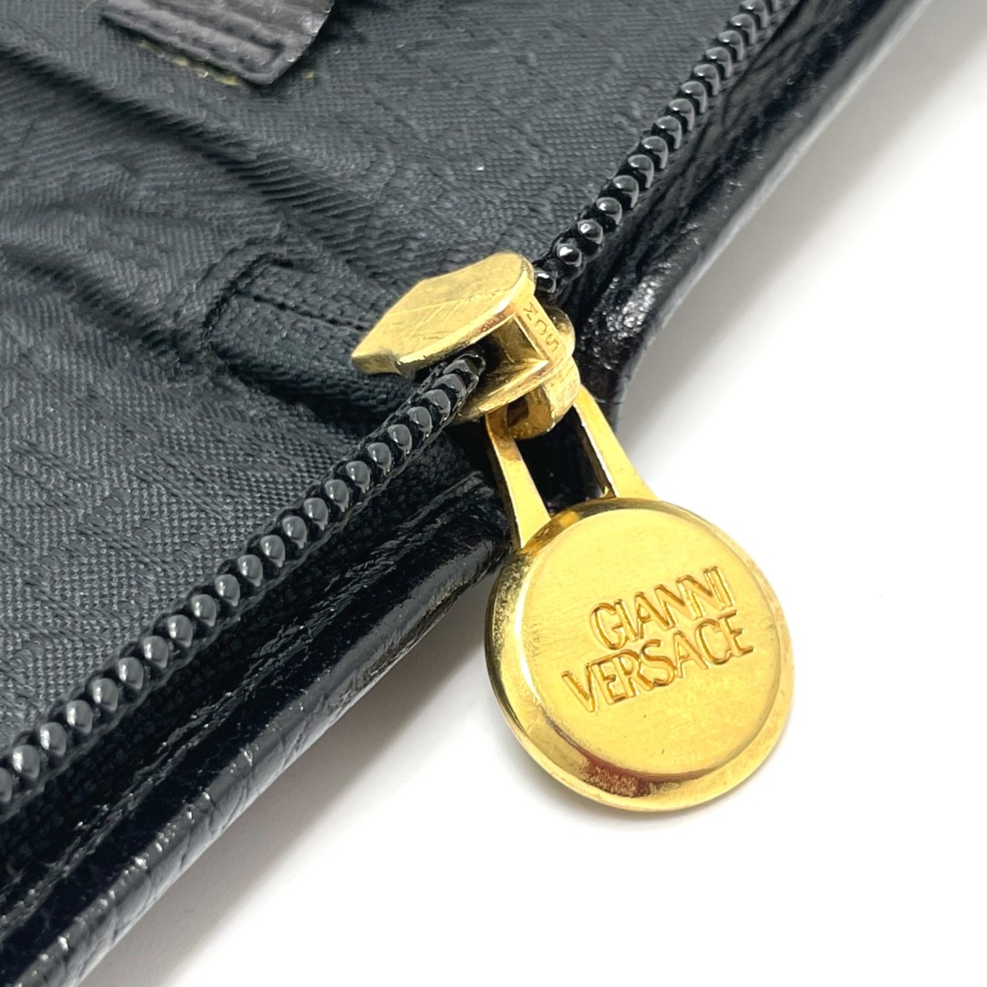 Gianni-Versace Zipper folded in half Fashion Accessories Pouch Black GoldHardware