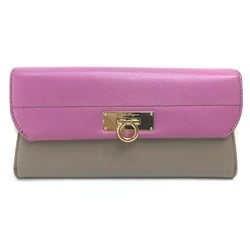 Salvatore Ferragamo JL-22 C272 Tricolor Long Wallet Beige x Purple x White GoldHardware