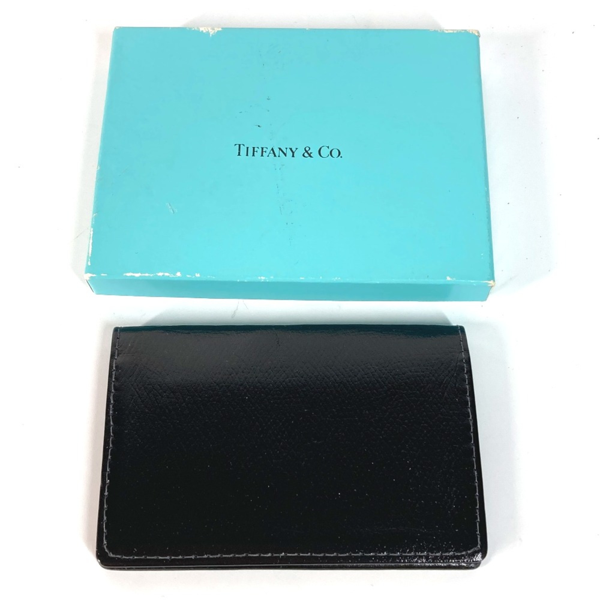 TIFFANY&Co. Business Card Holder Pass Case Folded Card Case Black