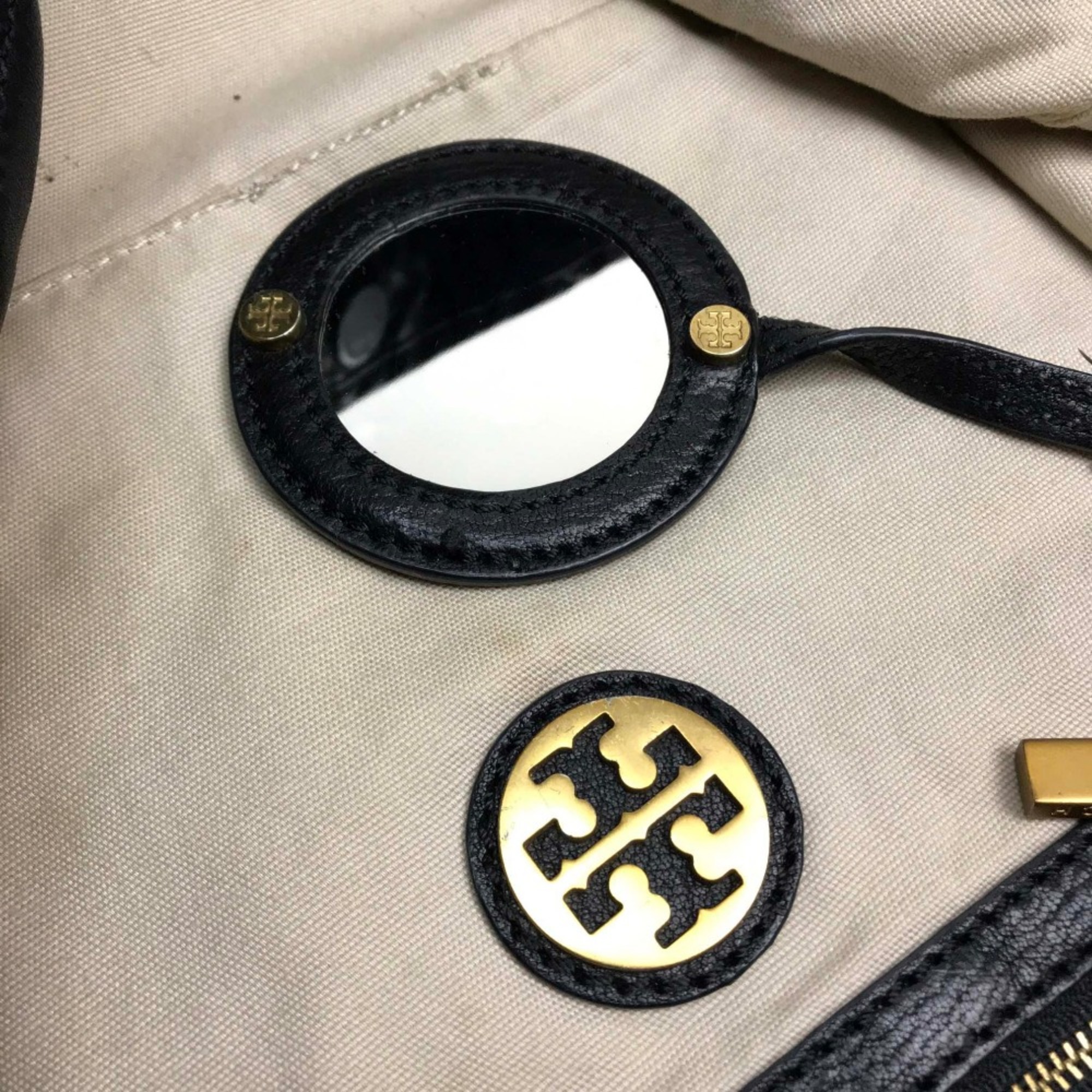 Tory Burch Large tote Bag Shoulder Bag Tote Bag Black GoldHardware