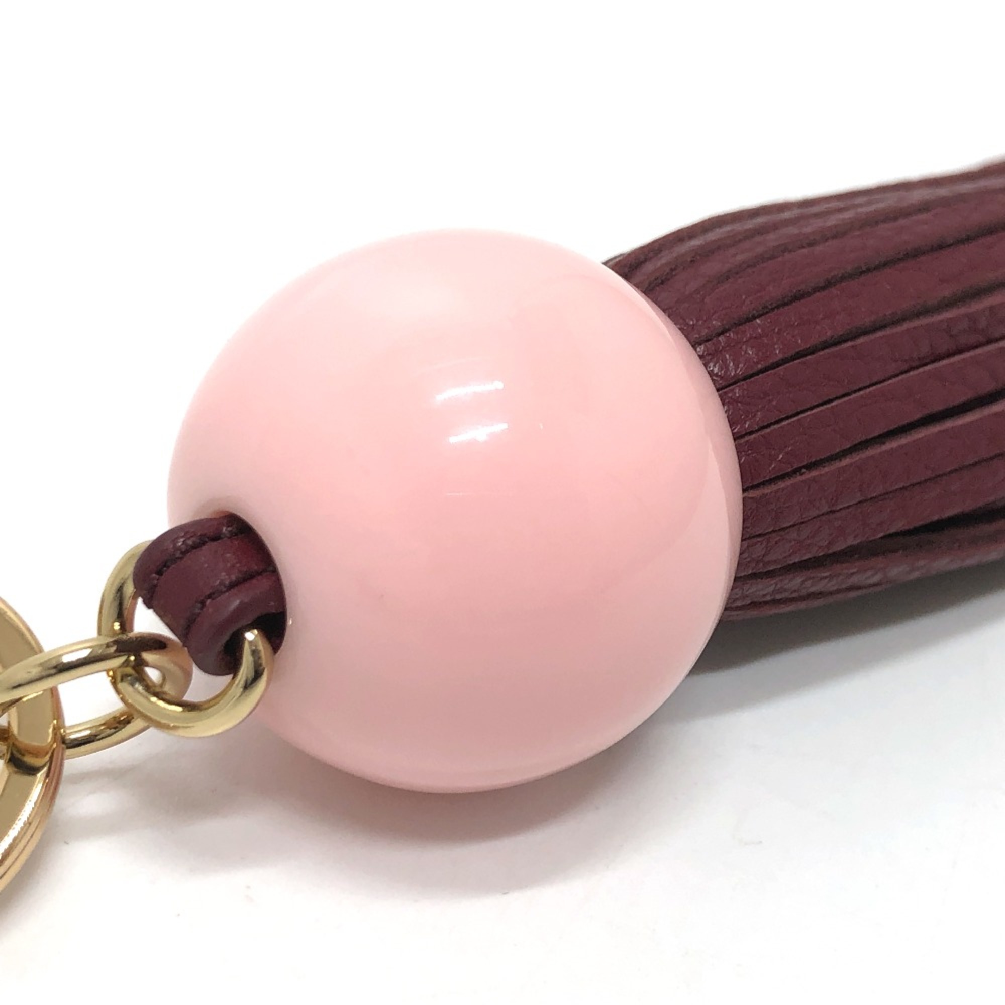 Tory Burch Key Holder Tassel Bag Charm wine-red