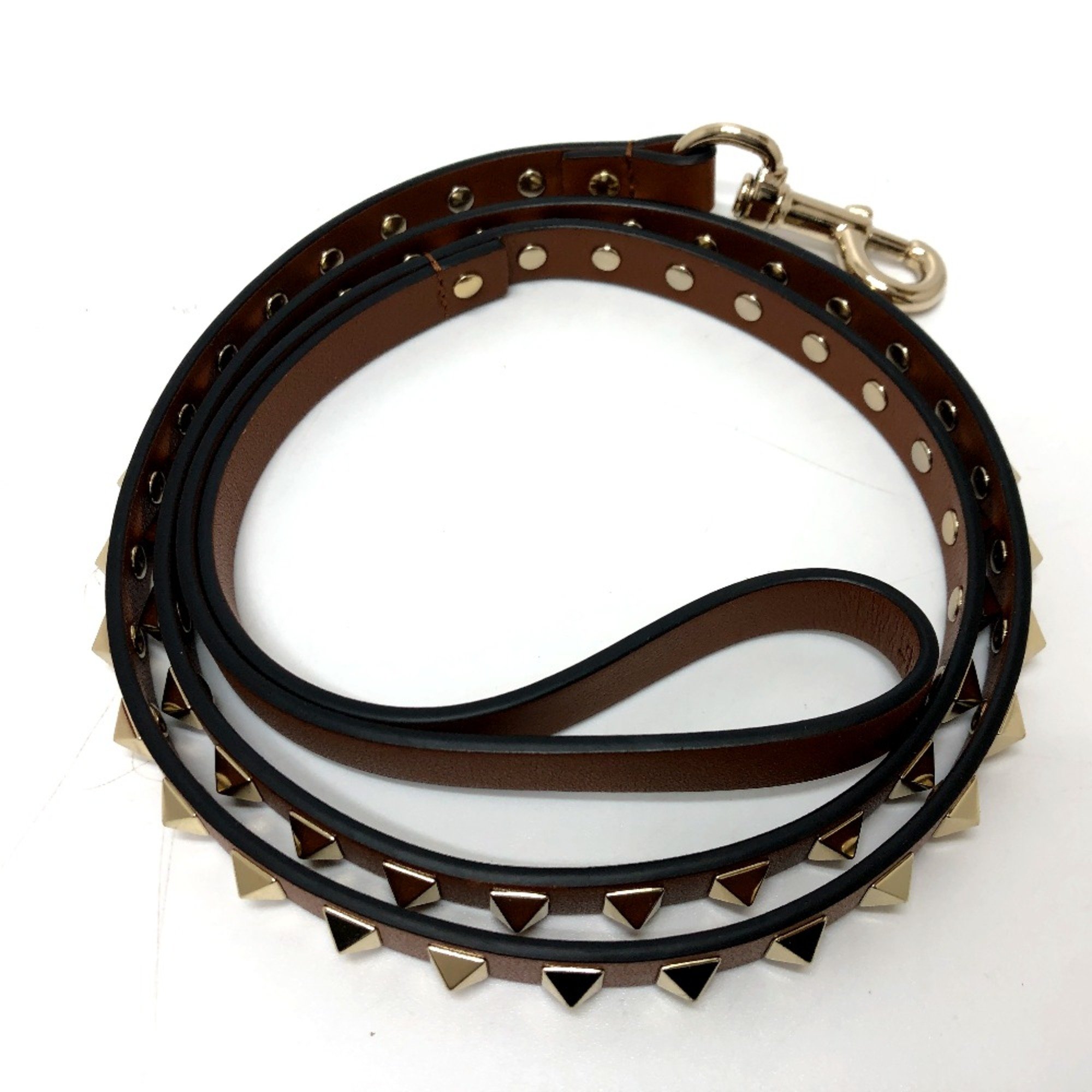 Valentino Pets Lead Brown GoldHardware/Gold studs