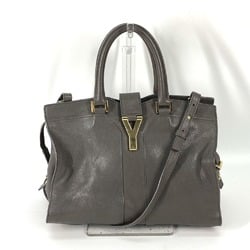 Yves Saint Laurent 400666 Y logo Tote Bag Bag 2WAY Bag Shoulder Bag Crossbody Hand Bag gray Gold