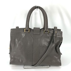 Yves Saint Laurent 400666 Y logo Tote Bag Bag 2WAY Bag Shoulder Bag Crossbody Hand Bag gray Gold