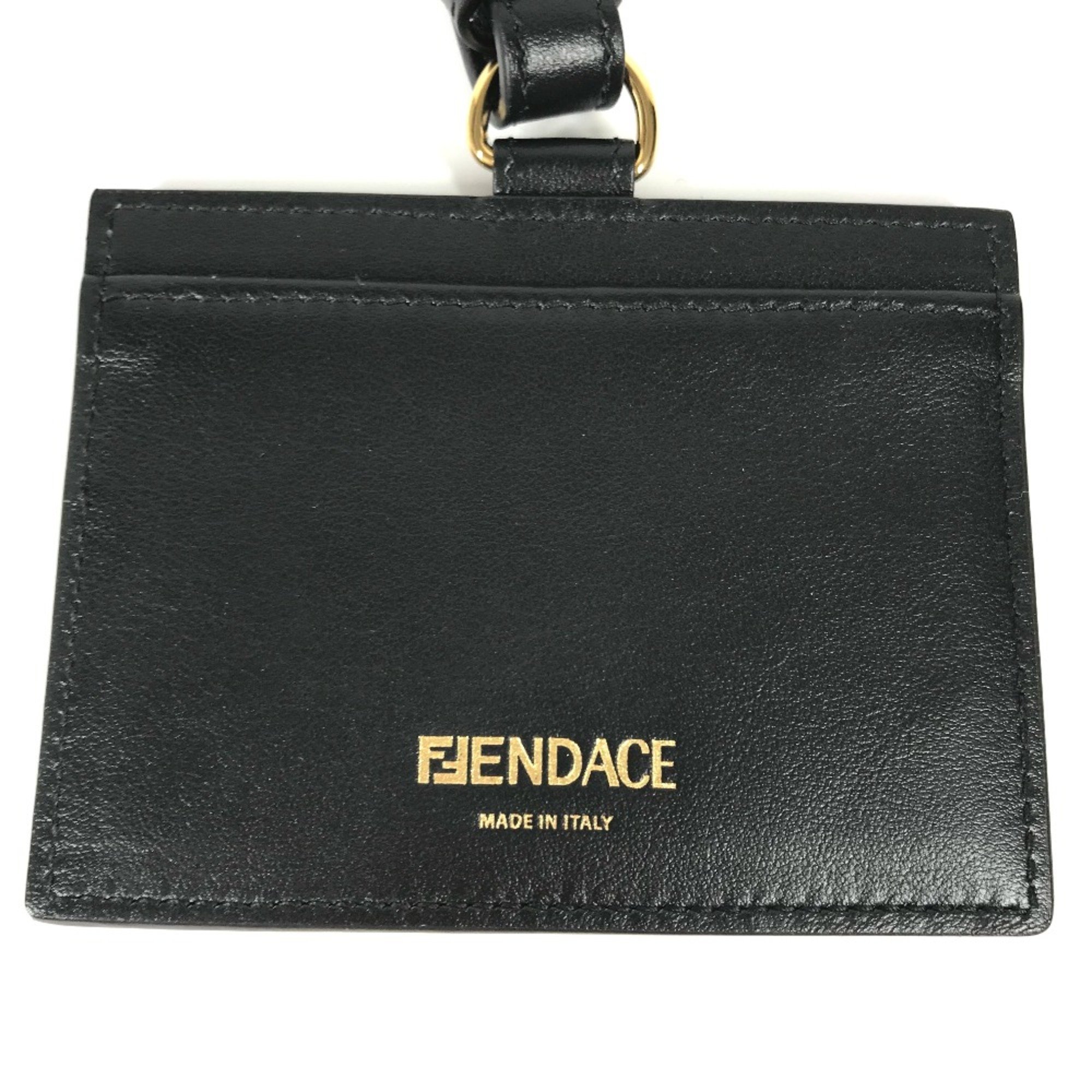 Versace FENDI collaboration ID holder Medusa with neck strap Card Case Black Gold