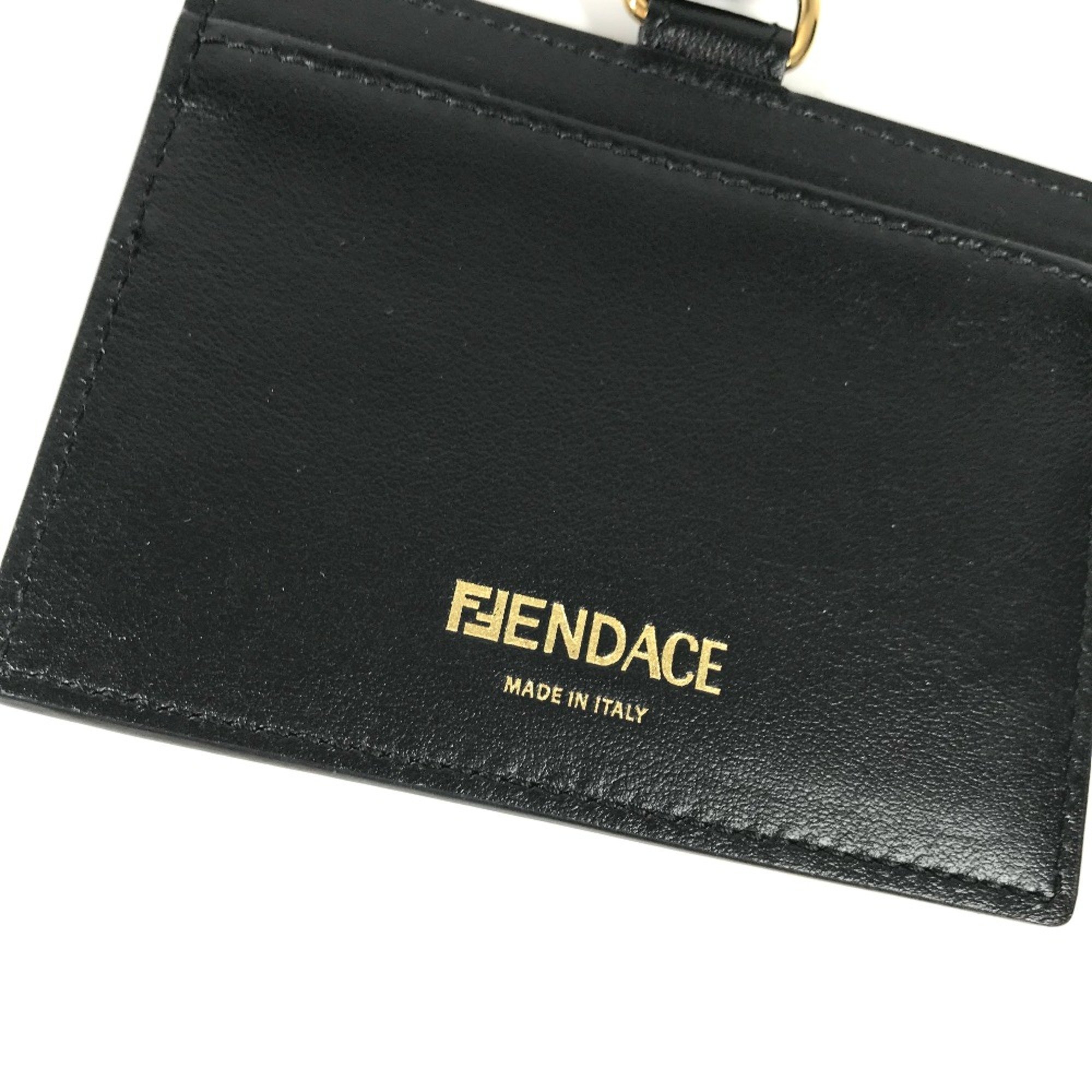 Versace FENDI collaboration ID holder Medusa with neck strap Card Case Black Gold