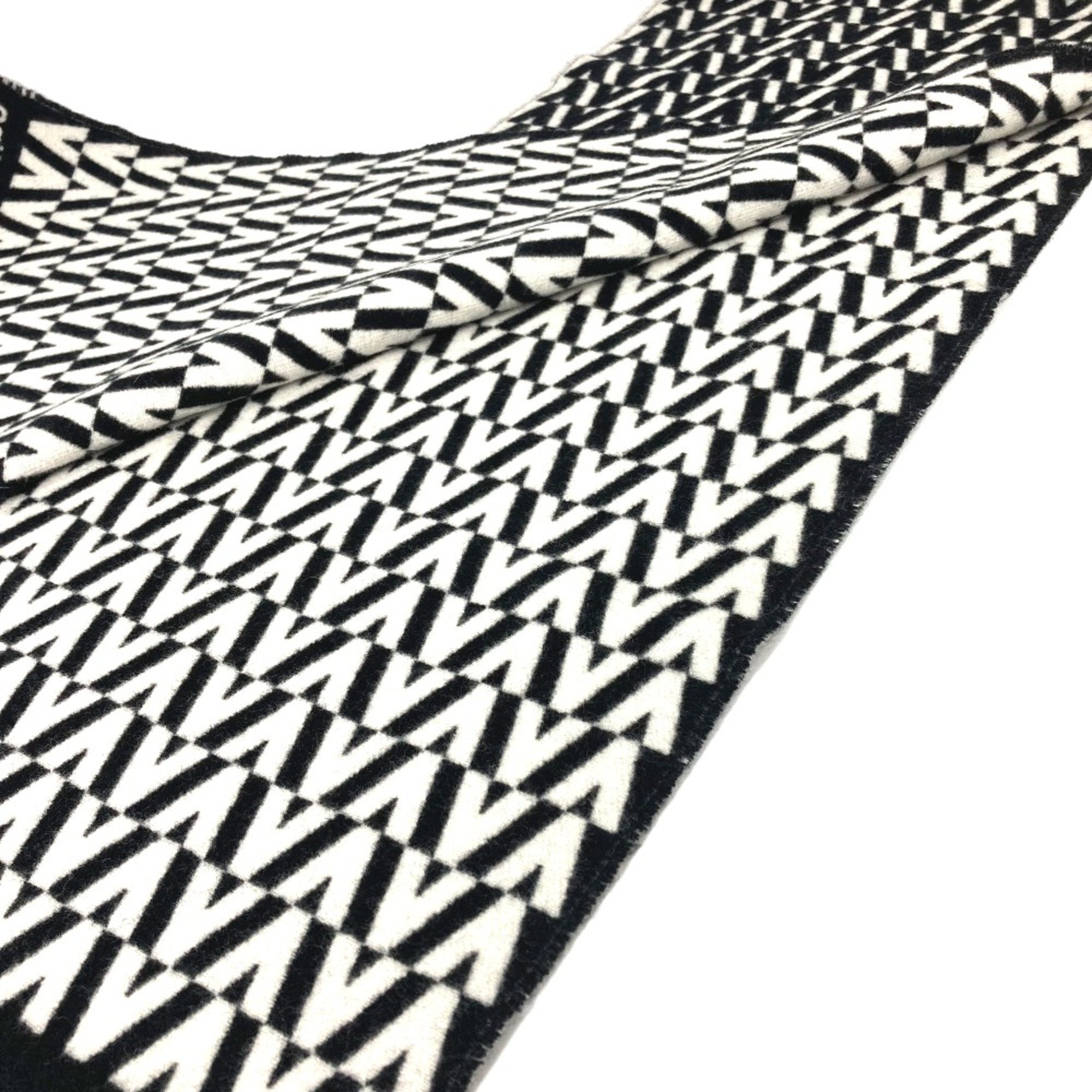 Valentino bicolor fringe Scarf Black White