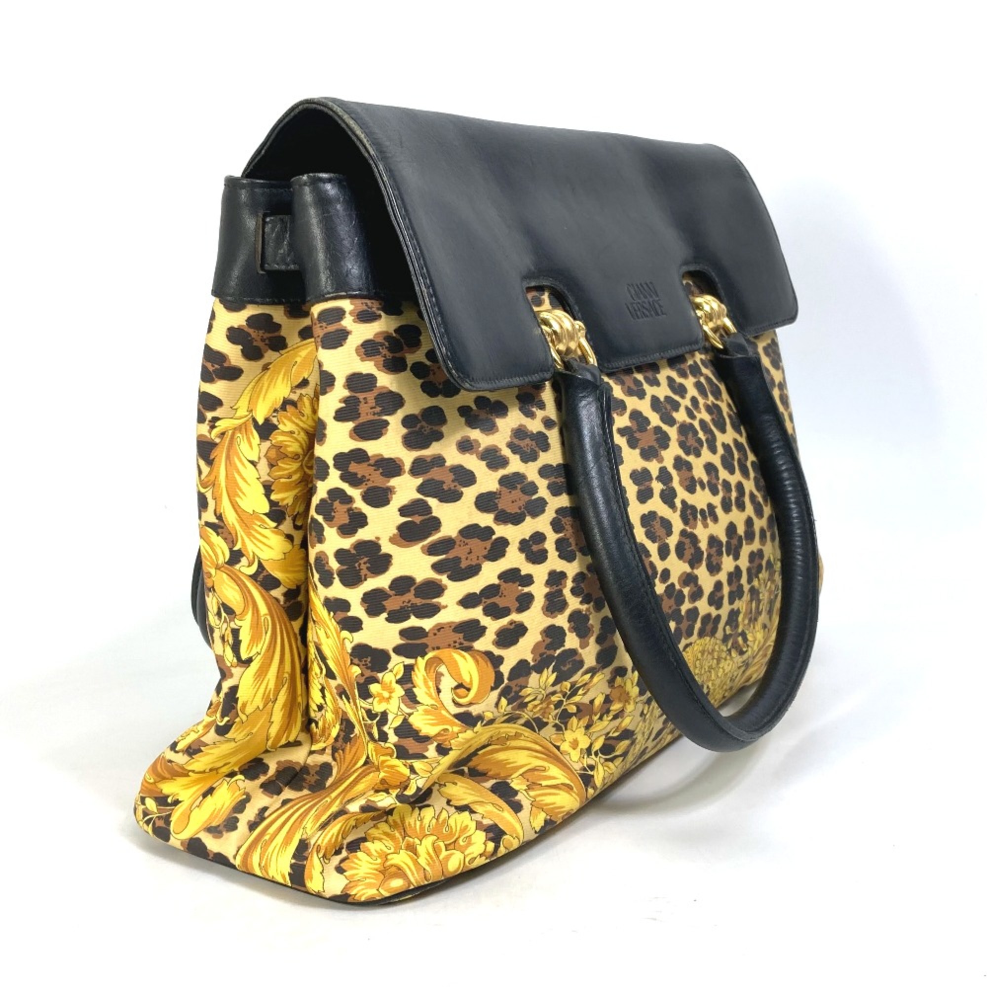 Versace Shoulder Bag Tote Bag Shoulder bag vintage with flap Hand Bag yellow Black