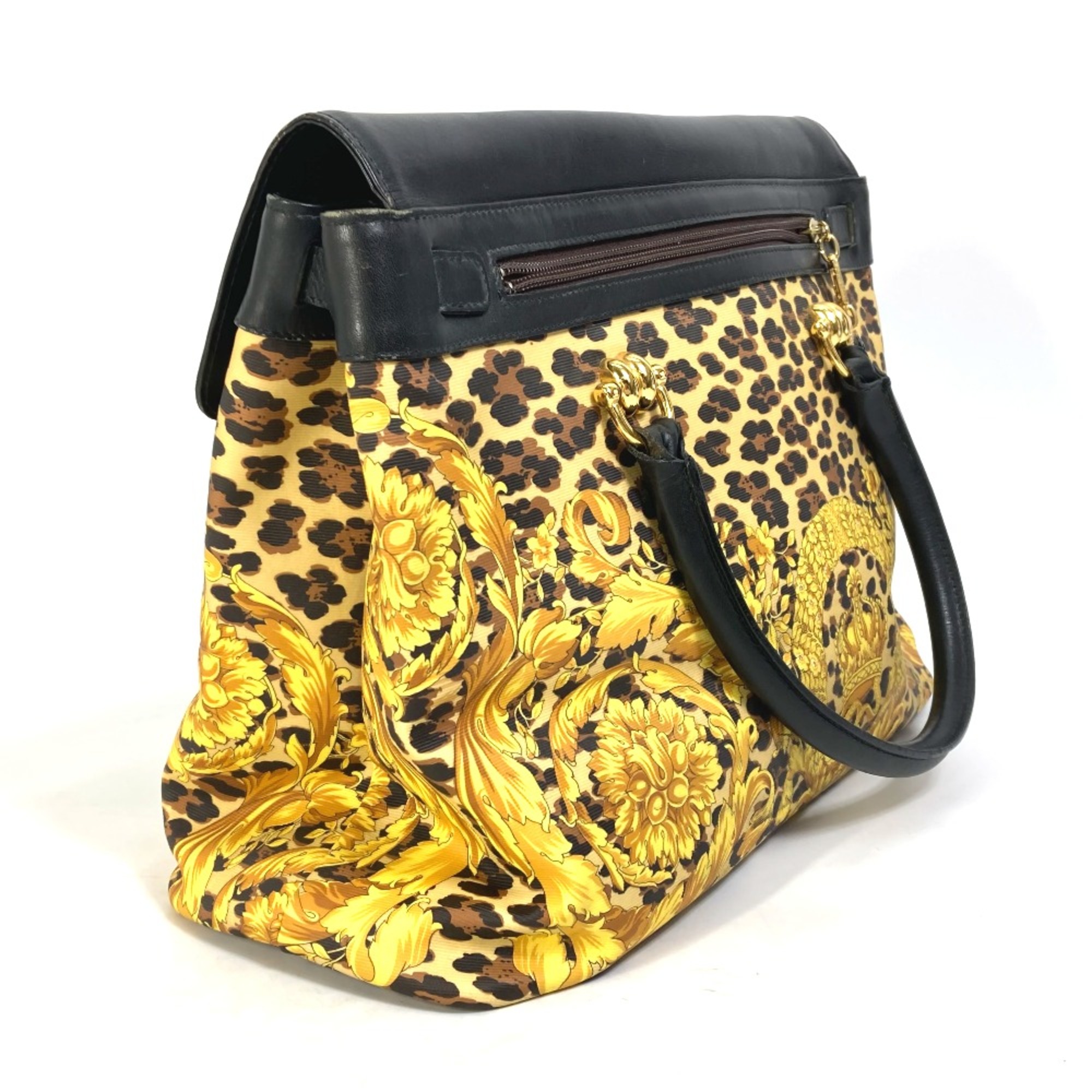 Versace Shoulder Bag Tote Bag Shoulder bag vintage with flap Hand Bag yellow Black