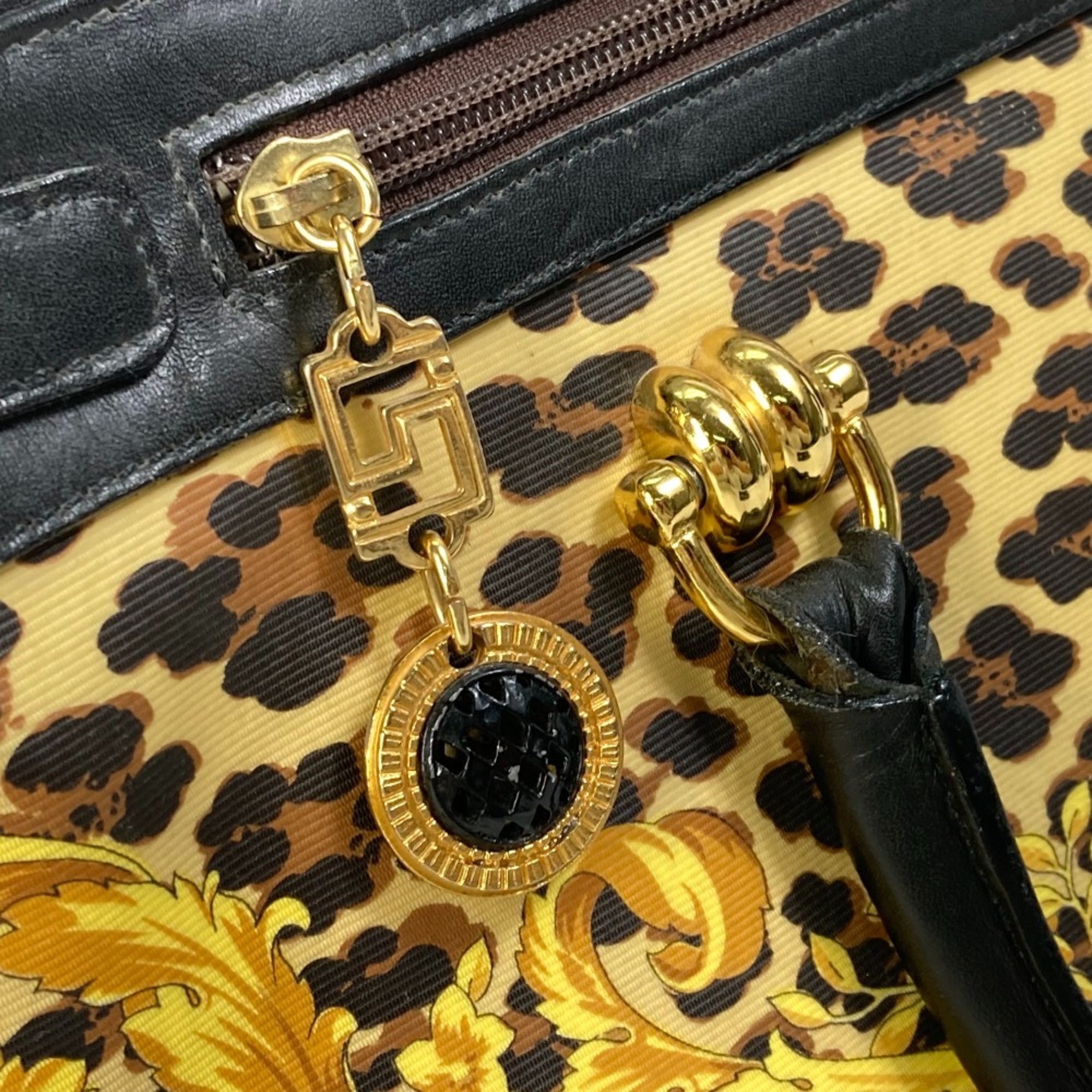 Versace Shoulder Bag Tote Bag Shoulder bag vintage with flap Hand Bag yellow Black