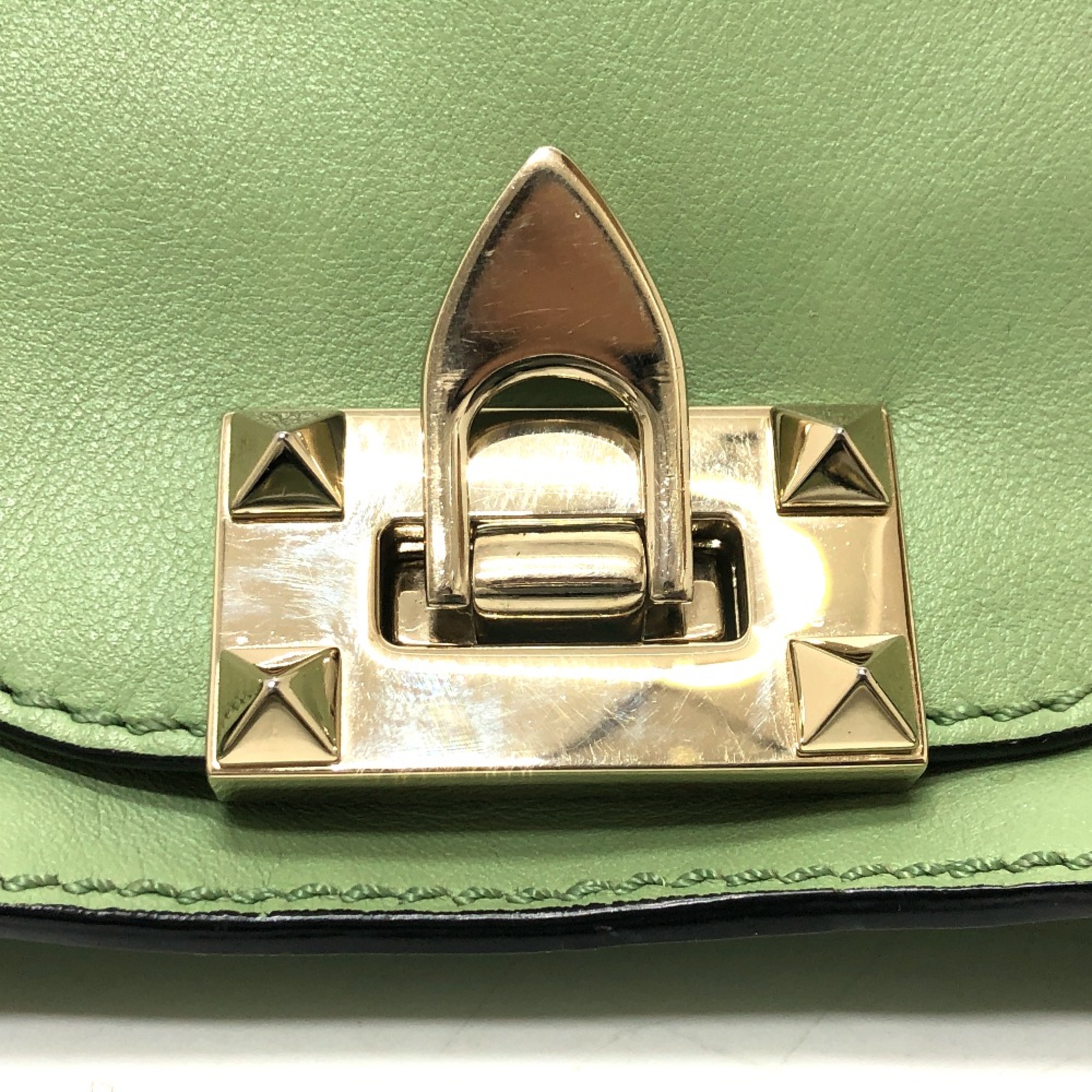 Valentino-Galavani Rock studs 2WAY bag bag Shoulder Bag Green GoldHardware