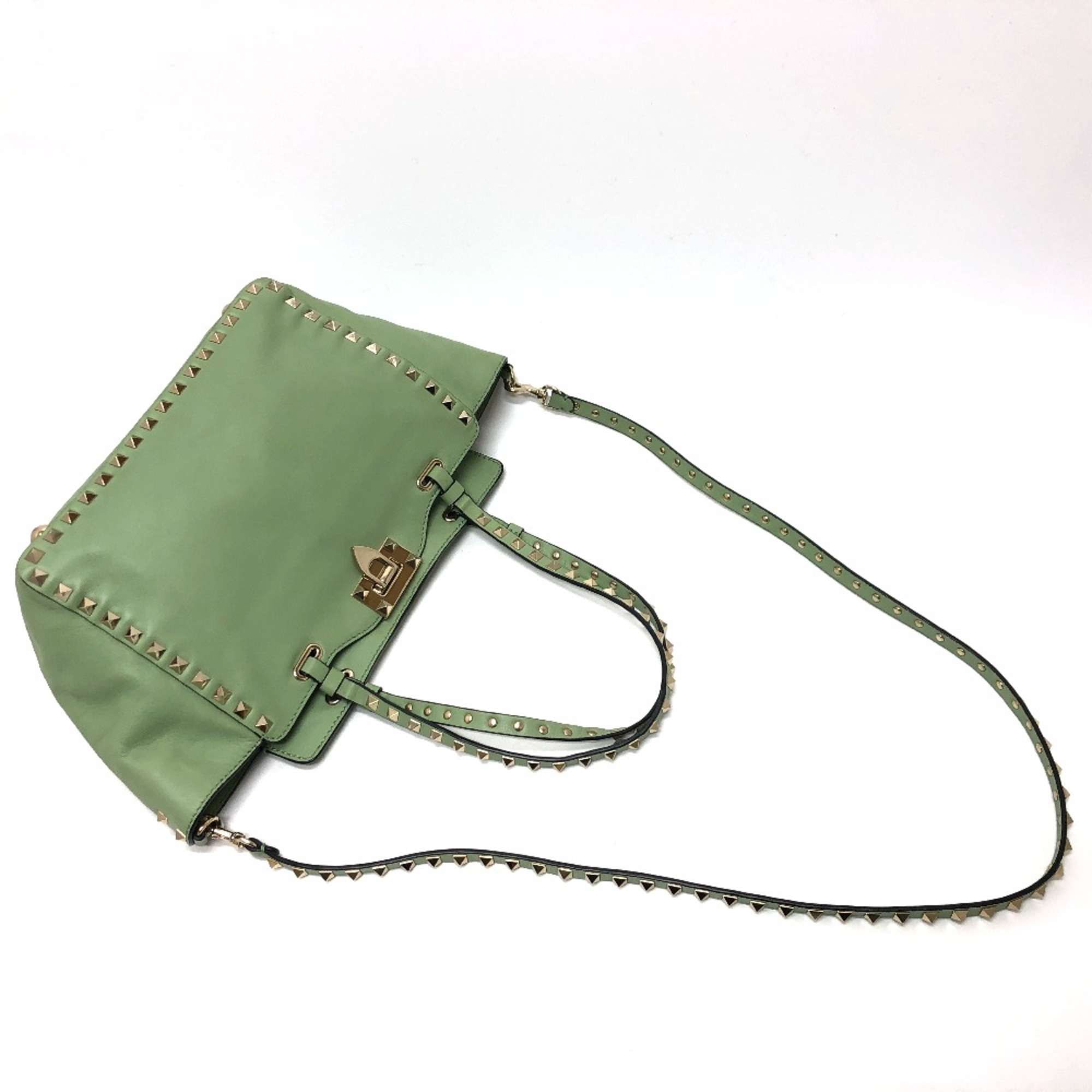 Valentino-Galavani Rock studs 2WAY bag bag Shoulder Bag Green GoldHardware