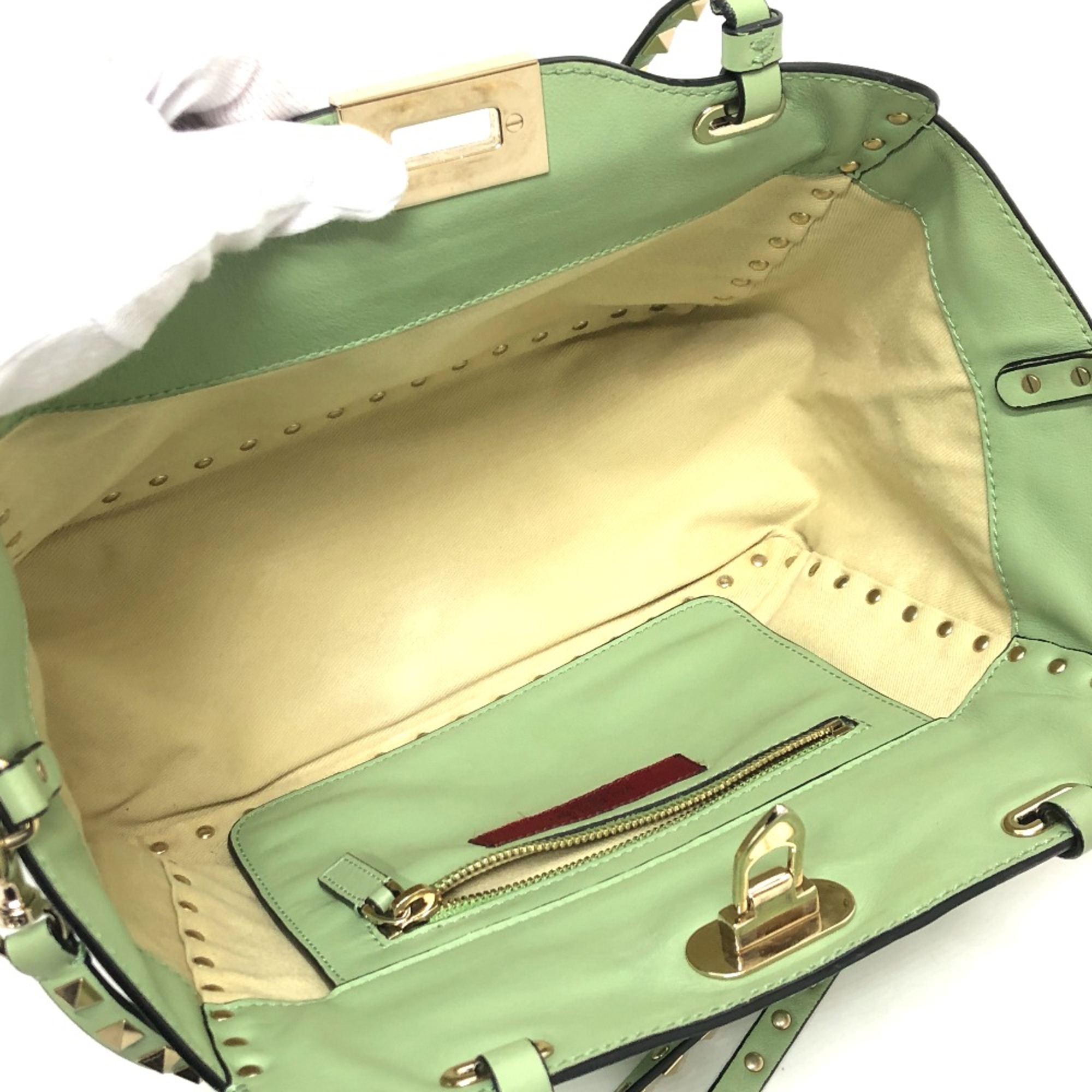 Valentino-Galavani Rock studs 2WAY bag bag Shoulder Bag Green GoldHardware