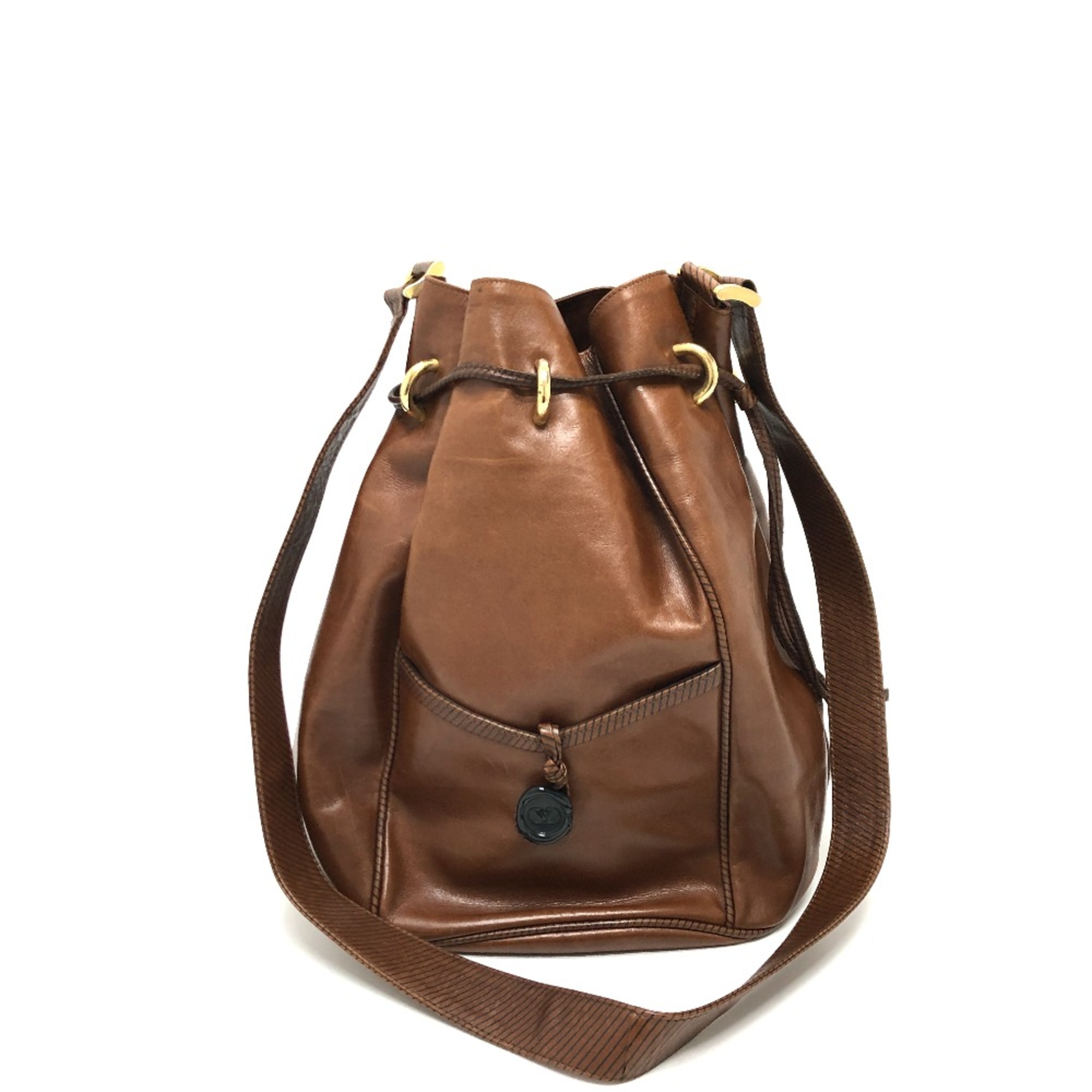 Valentino Drawstring bag Shoulder Bag Brown GoldHardware