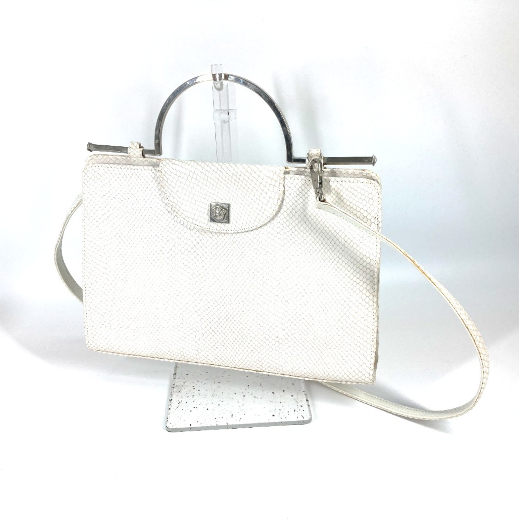 Versace Medusa Vintage 2WAY Crossbody Shoulder Bag Hand Bag White