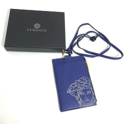 Versace Fragment case Wallet Coin Compartment with strap coin purse blue