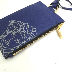 Versace Fragment case Wallet Coin Compartment with strap coin purse blue