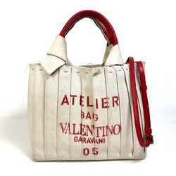 Valentino-Galavani Atelier Bag 2WAY Hand Bag natural Beige/Red