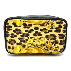 Versace Leopard Bag Hand Bag Vanity bag Yellow x Black