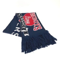 Versace fringe Scarf Navy Red