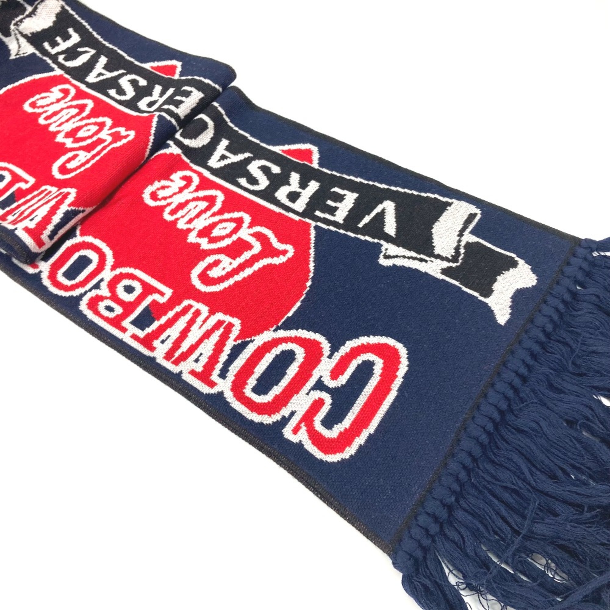 Versace fringe Scarf Navy Red