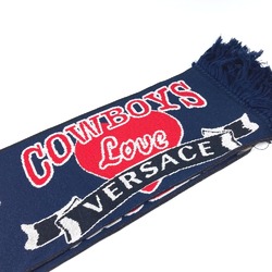 Versace fringe Scarf Navy Red