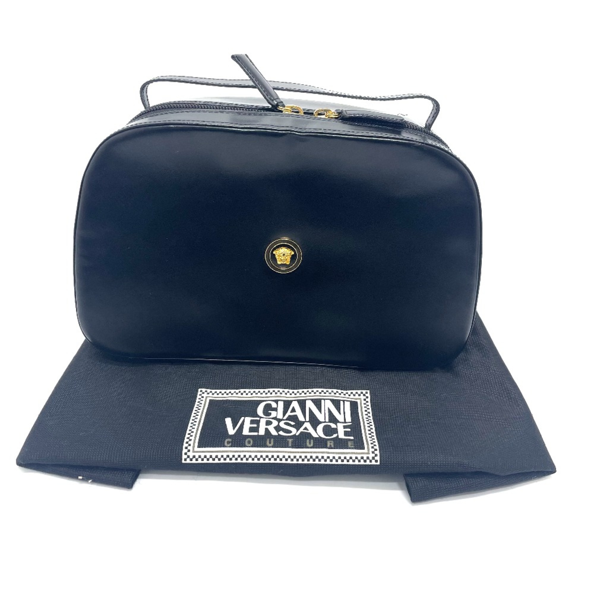 Versace Medusa bag vanity type Hand Bag Black x GoldHardware