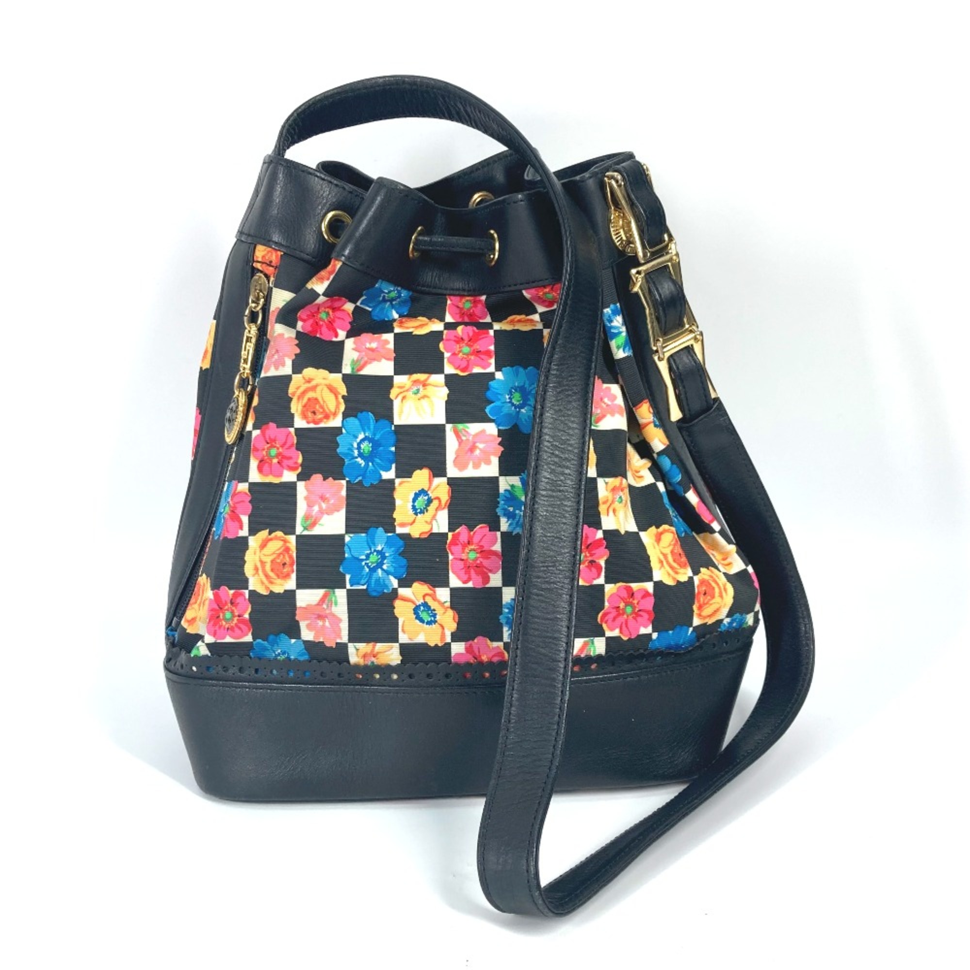 Versace Floral chain bag Drawstring crossbody Shoulder Bag Multicolore Black