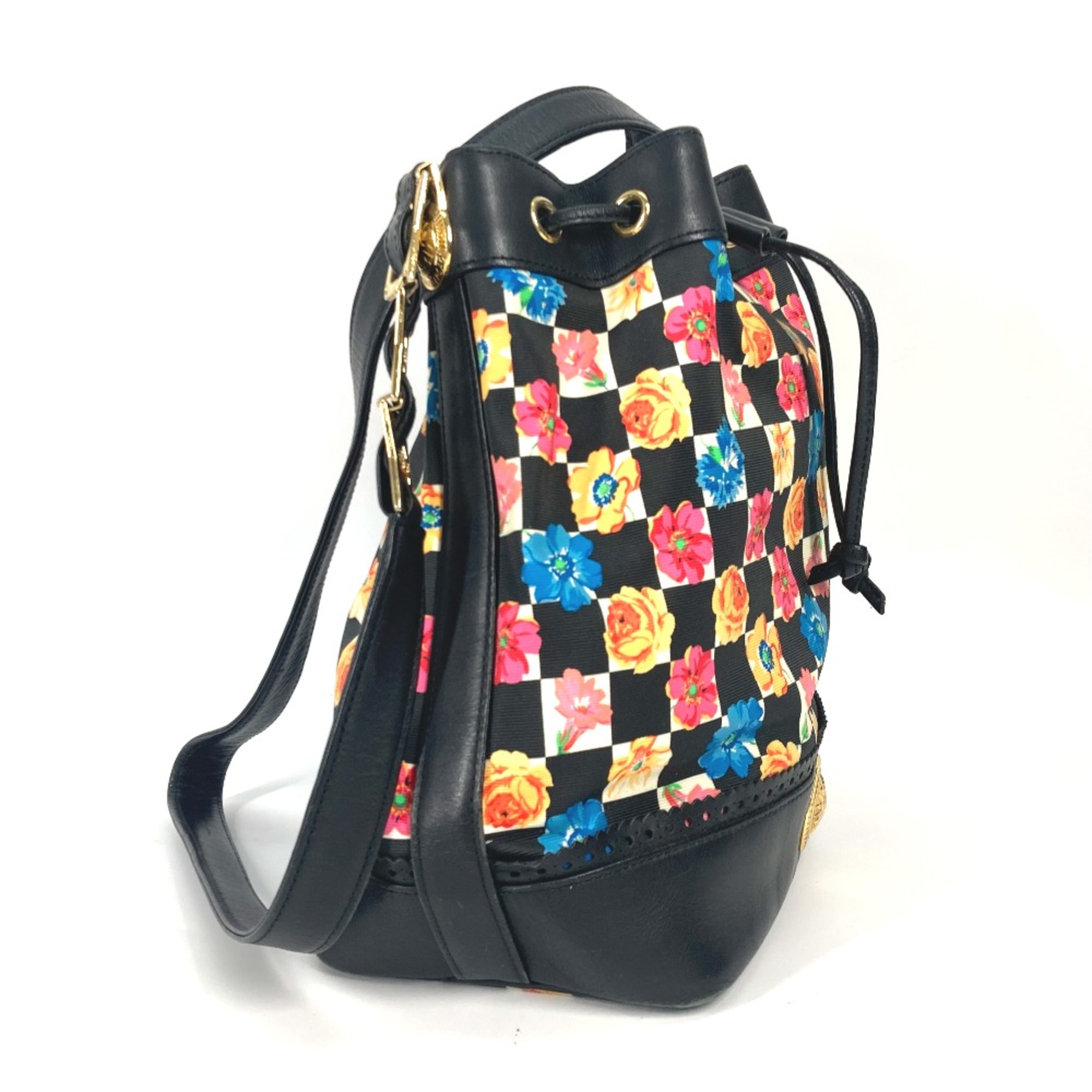 Versace Floral chain bag Drawstring crossbody Shoulder Bag Multicolore Black