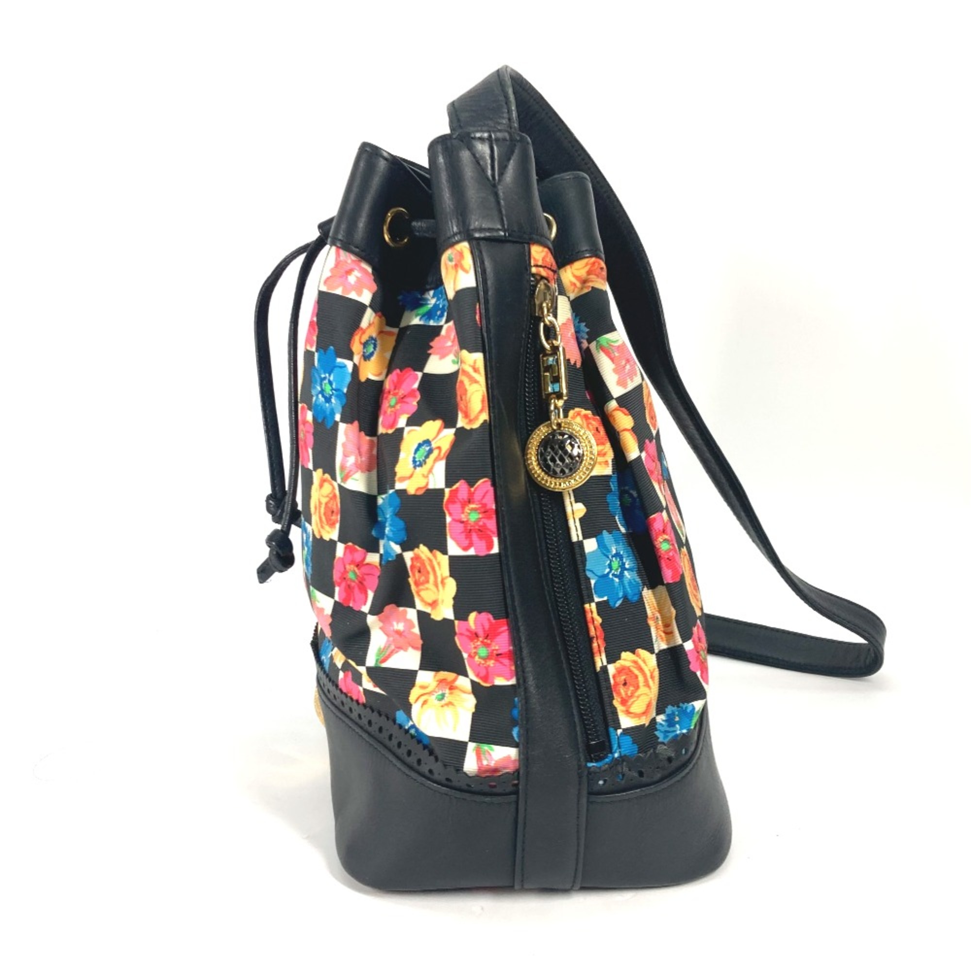 Versace Floral chain bag Drawstring crossbody Shoulder Bag Multicolore Black