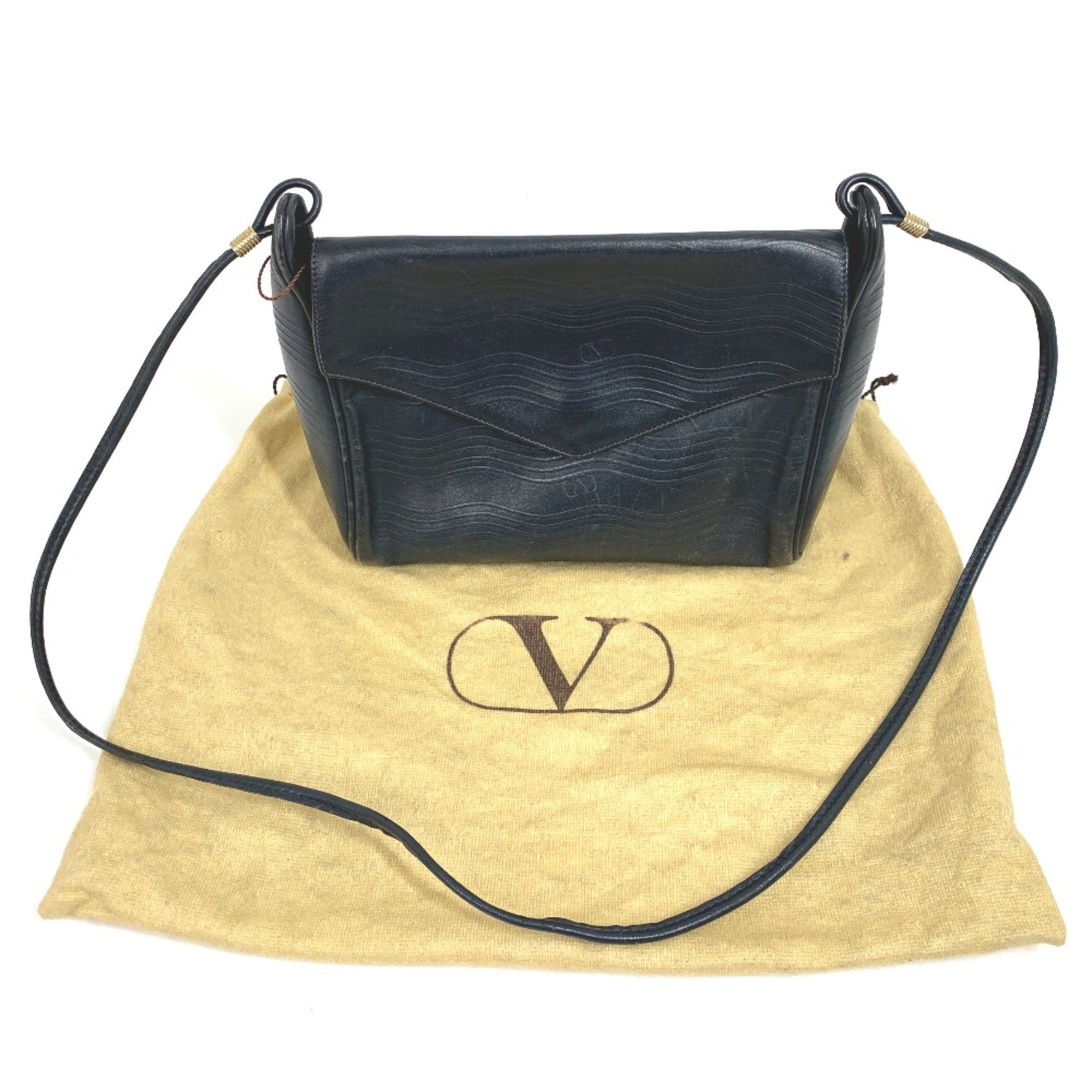 Valentino logo bag vintage Shoulder Bag Black GoldHardware