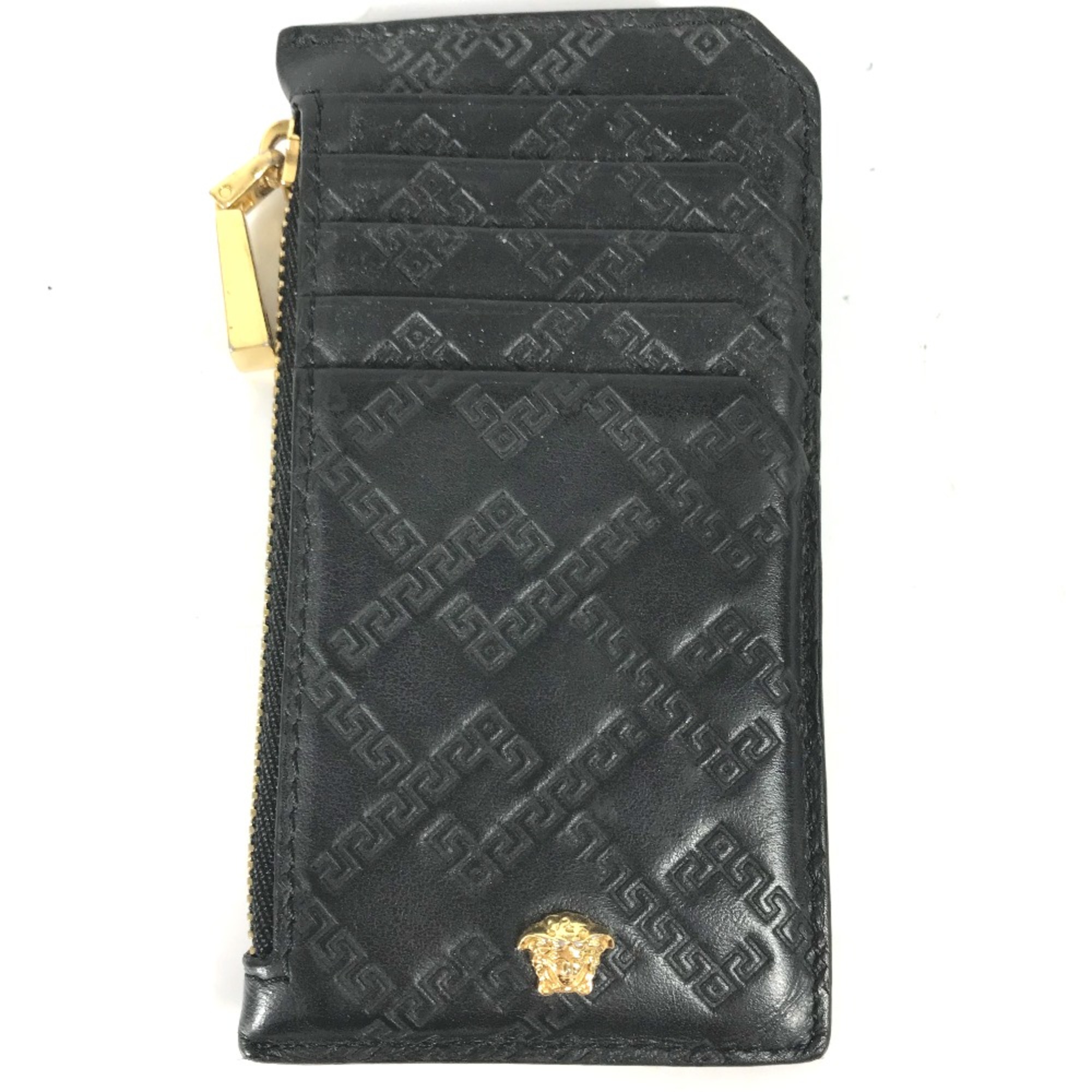 Versace Wallet Coin Compartment Fragment case coin purse Black Gold