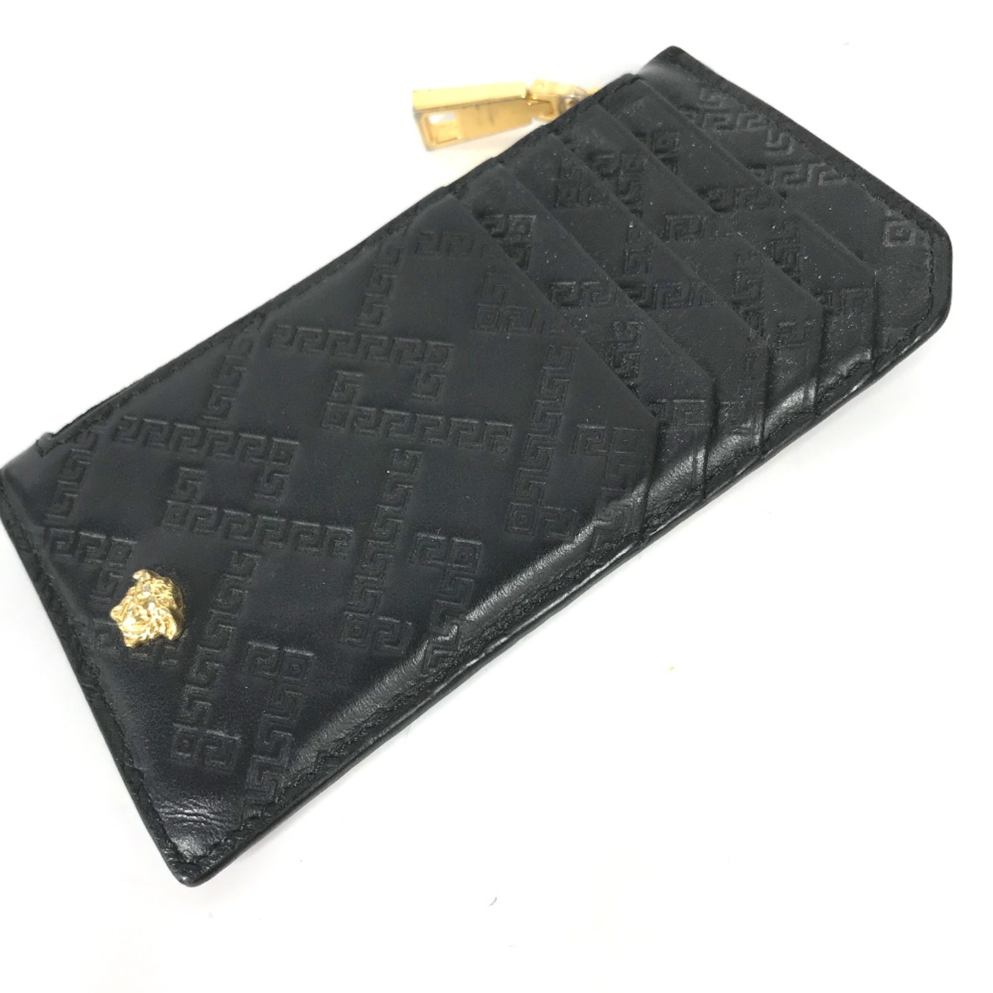 Versace Wallet Coin Compartment Fragment case coin purse Black Gold