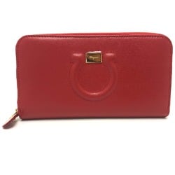 Salvatore Ferragamo Gancini Wallet Long Wallet Red GoldHardware